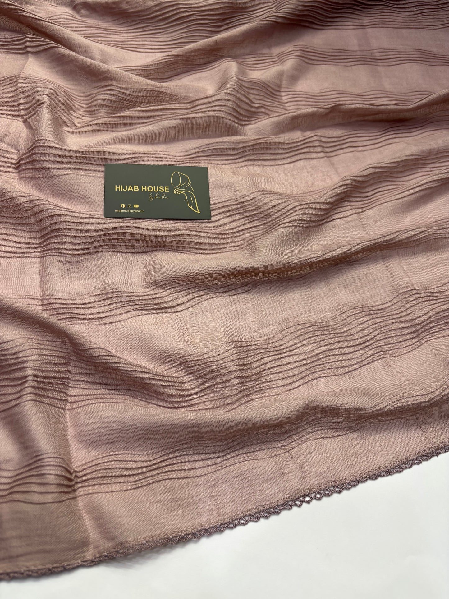 Soft Pleated Cotton Fabric Hijab Sand Beige Dusty Mauve