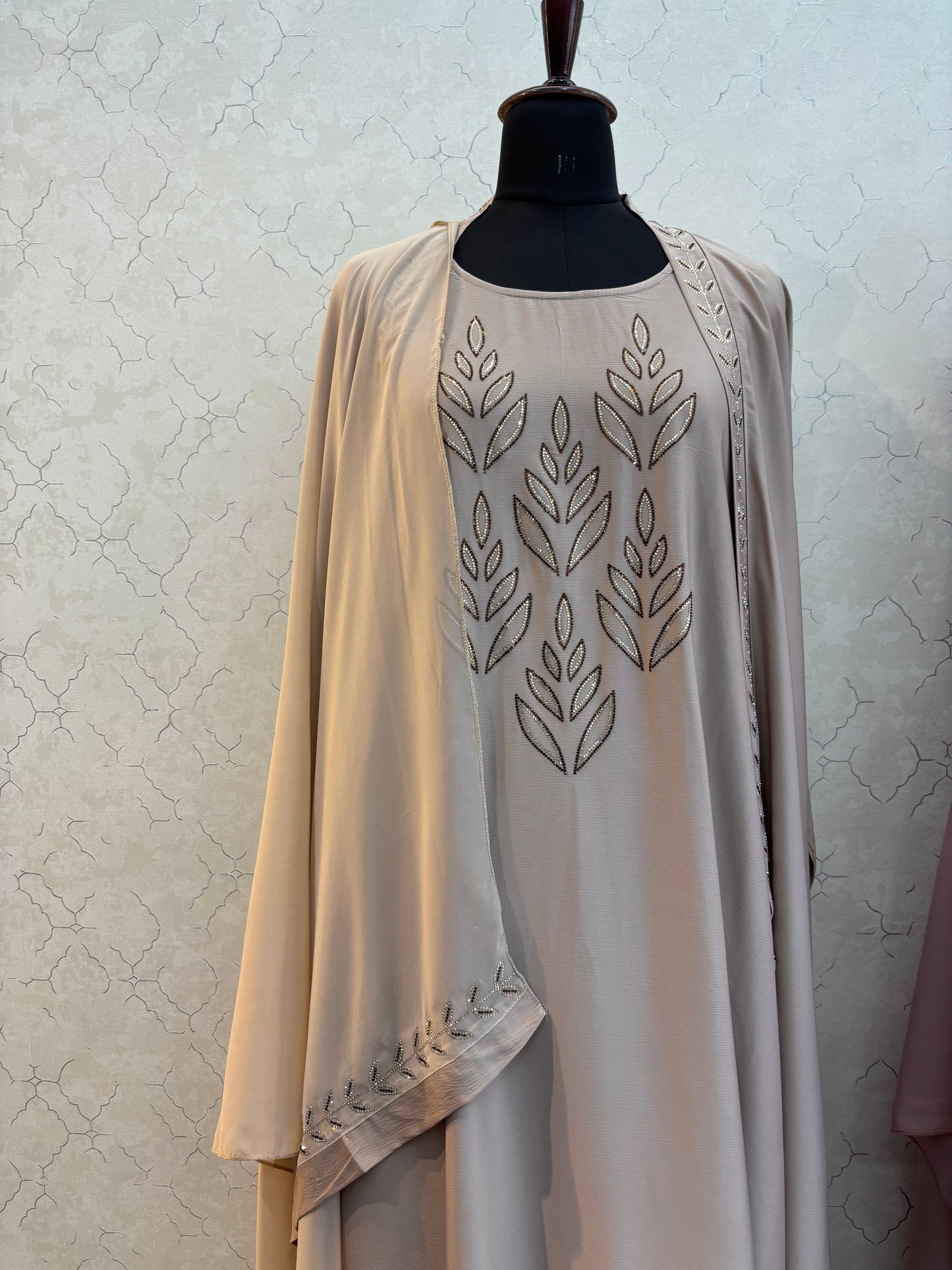 Imported Shrug Burkha with Swarovski Work Tick Tok Fabric