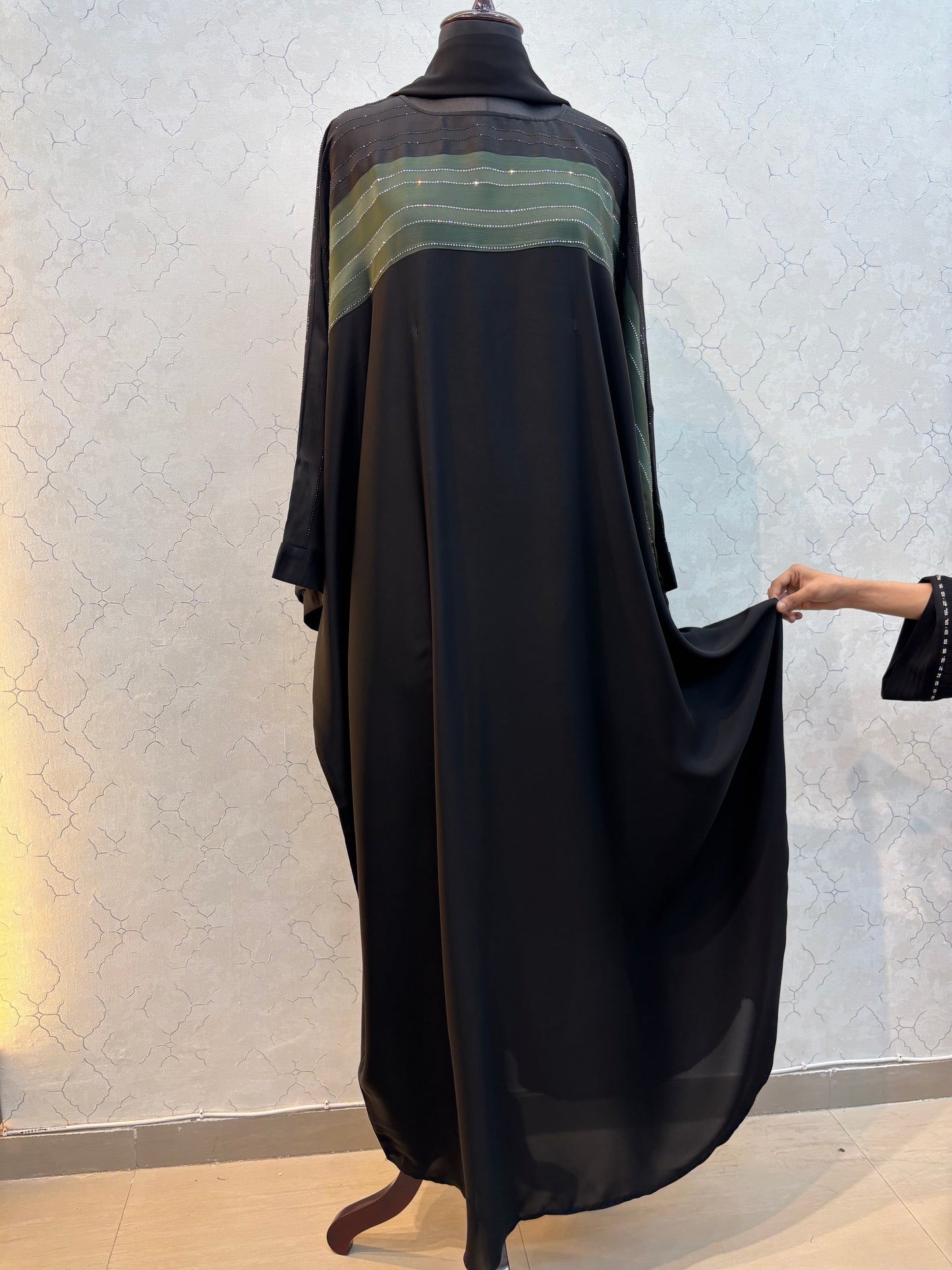 Swarovski Abaya Double Shaded Premium Nida Fabric ( free size )