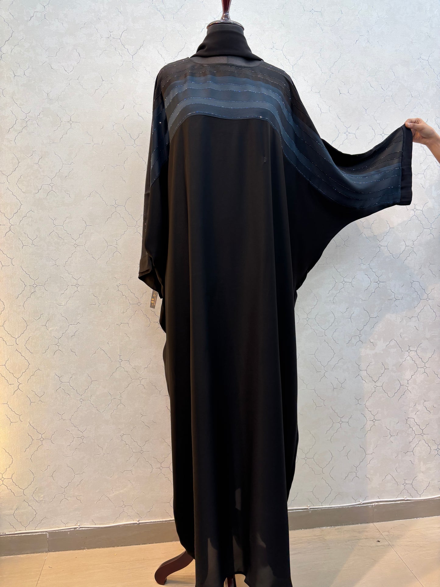 Swarovski Abaya Double Shaded Premium Nida Fabric ( free size )