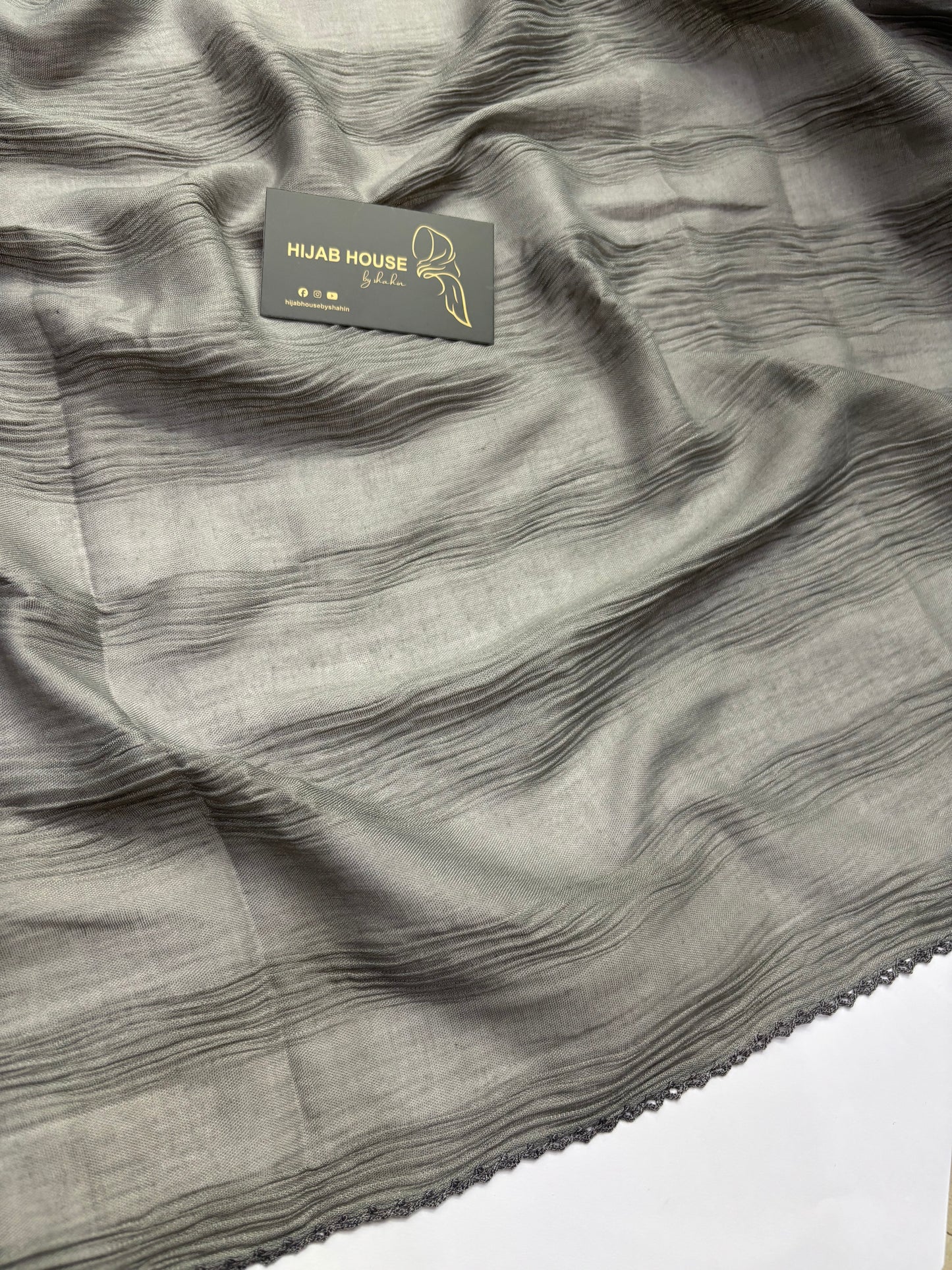 Soft Pleated Cotton Fabric Hijab Smokey Grey