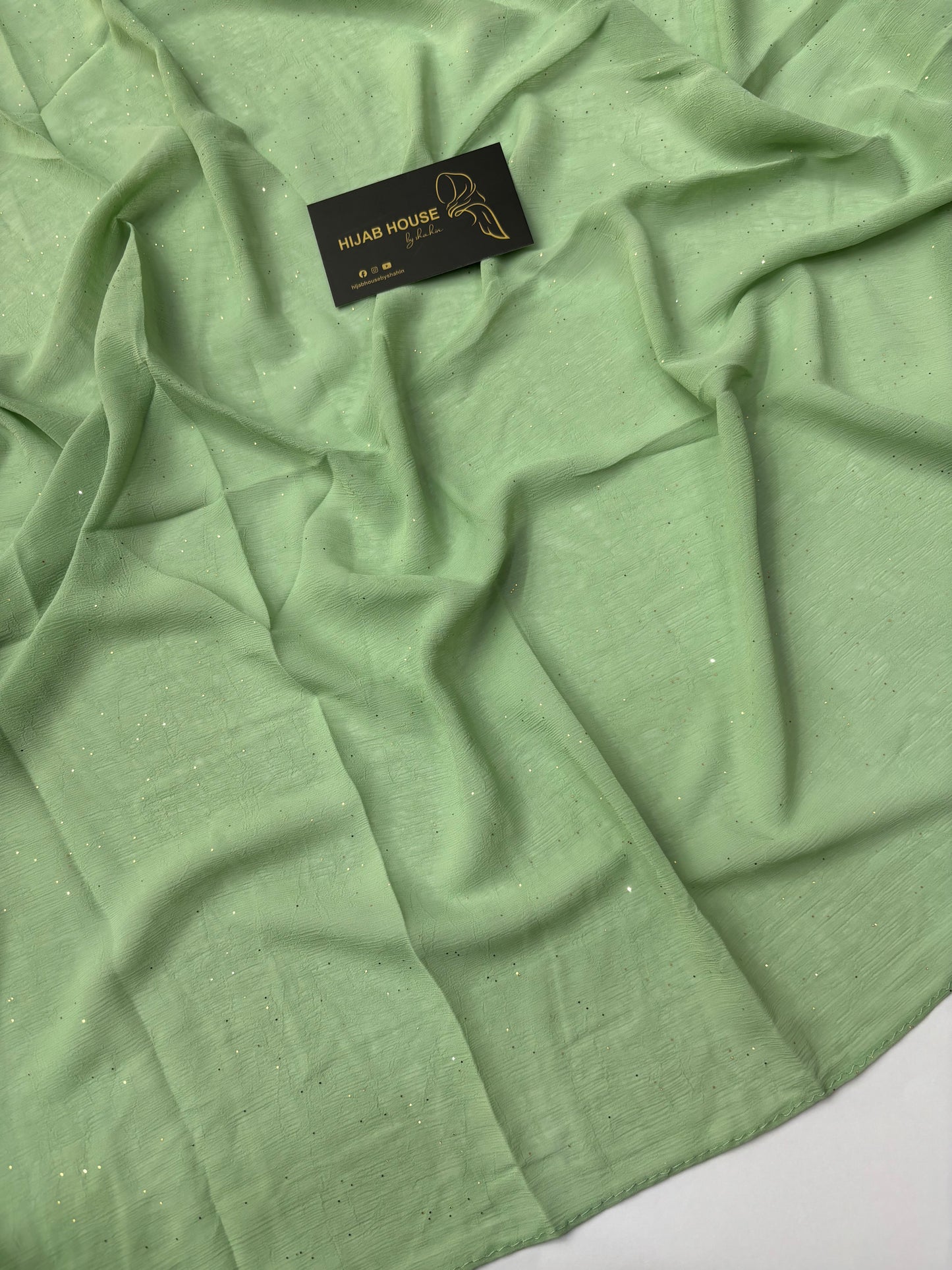 Soft Shimmer Crinkle Chiffon Fabric Hijab Pistachio Green