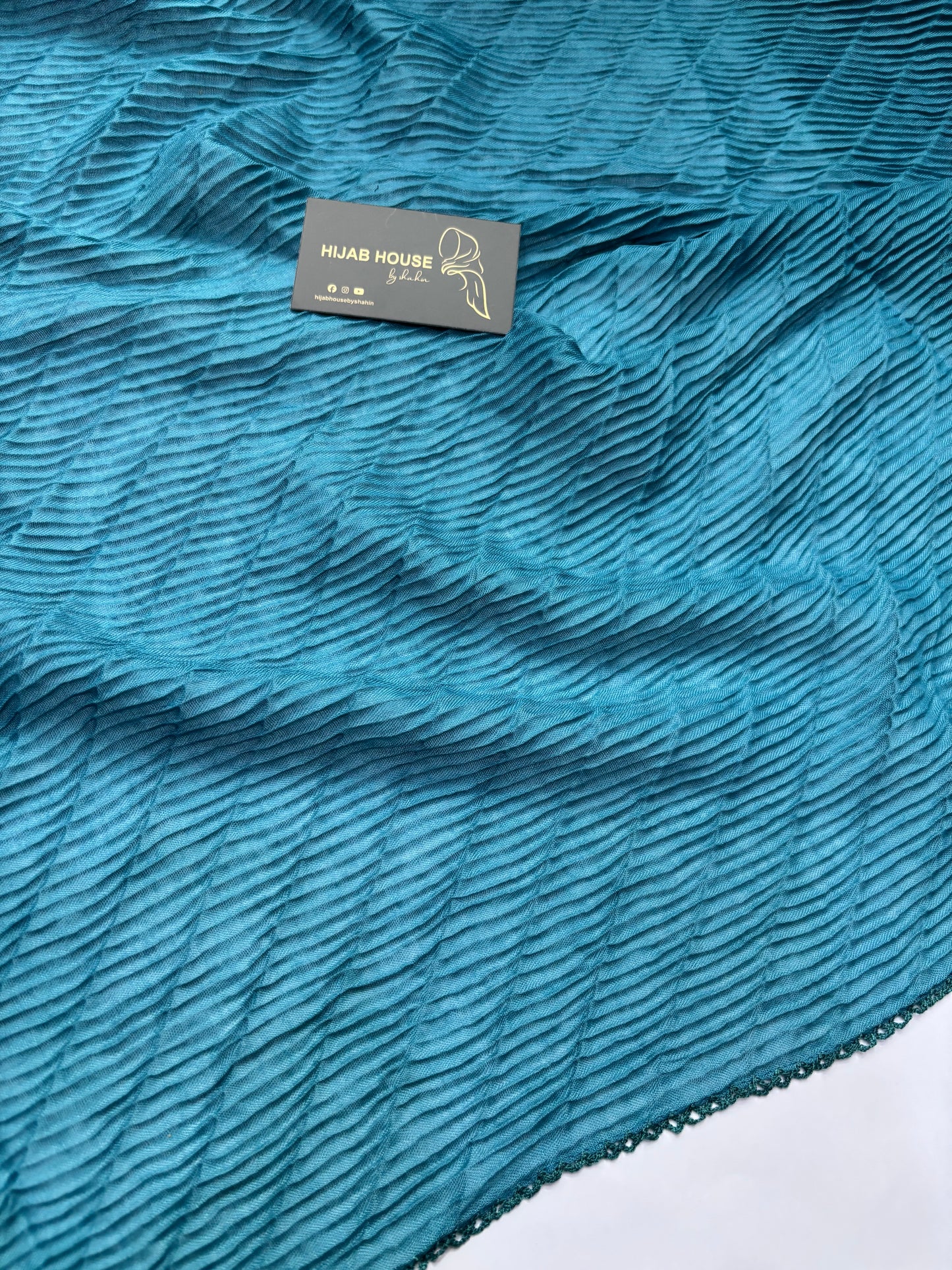 Soft Pleated Cotton Fabric Hijab Deep Teal
