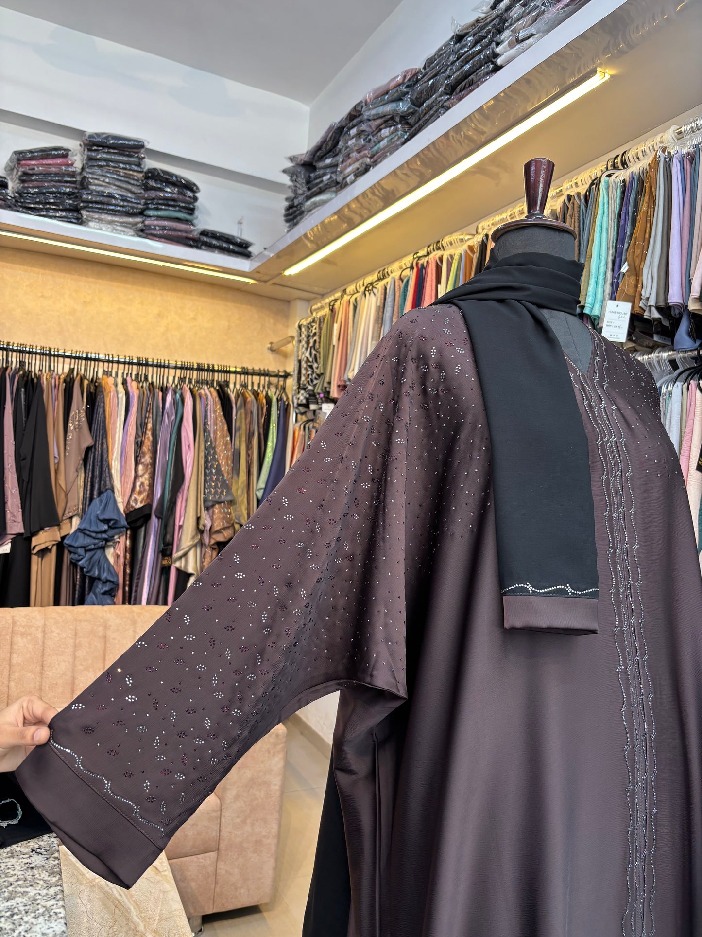Swarovski Abaya Imported Tick Tok Fabric ( free size )
