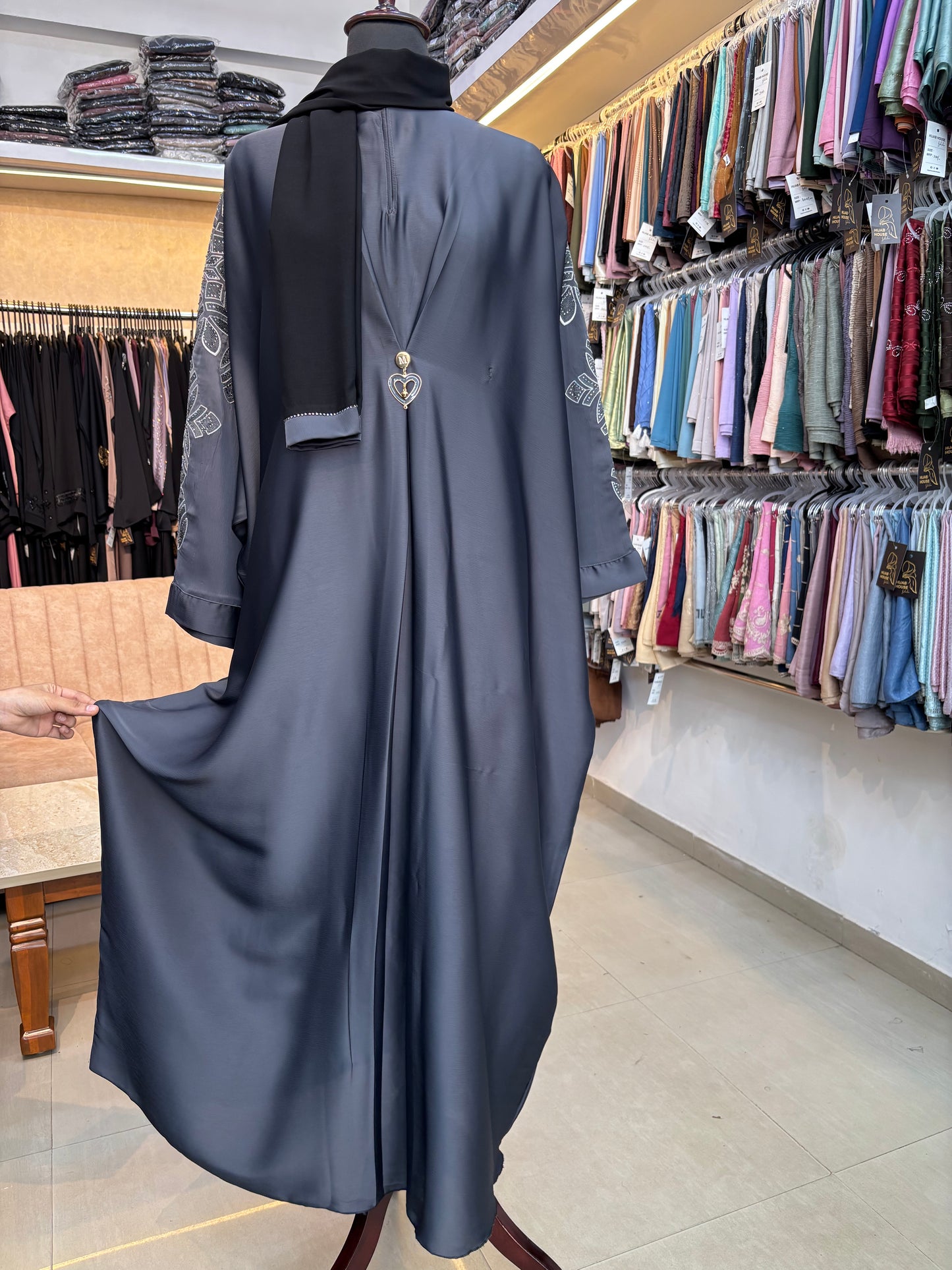 Swarovski Threadwork Abaya Imported Tick Tok Fabric ( free size )