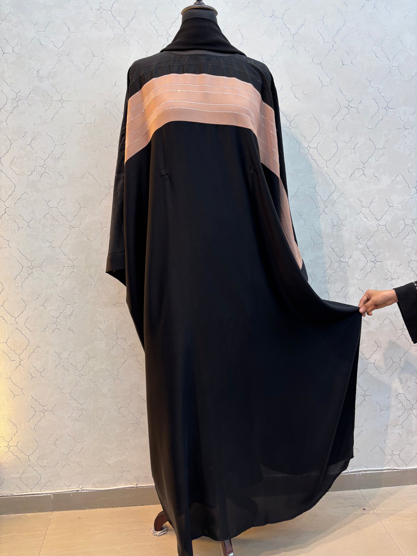 Swarovski Abaya Double Shaded Premium Nida Fabric ( free size )