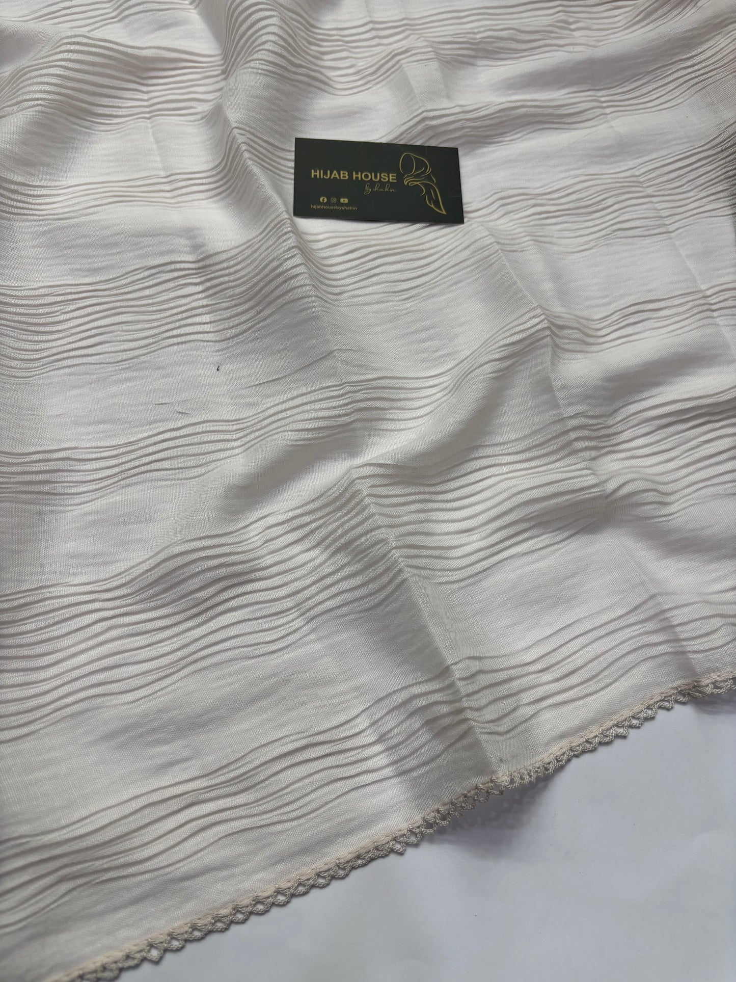 Soft Pleated Cotton Fabric Hijab Sand Beige Ivory Cream