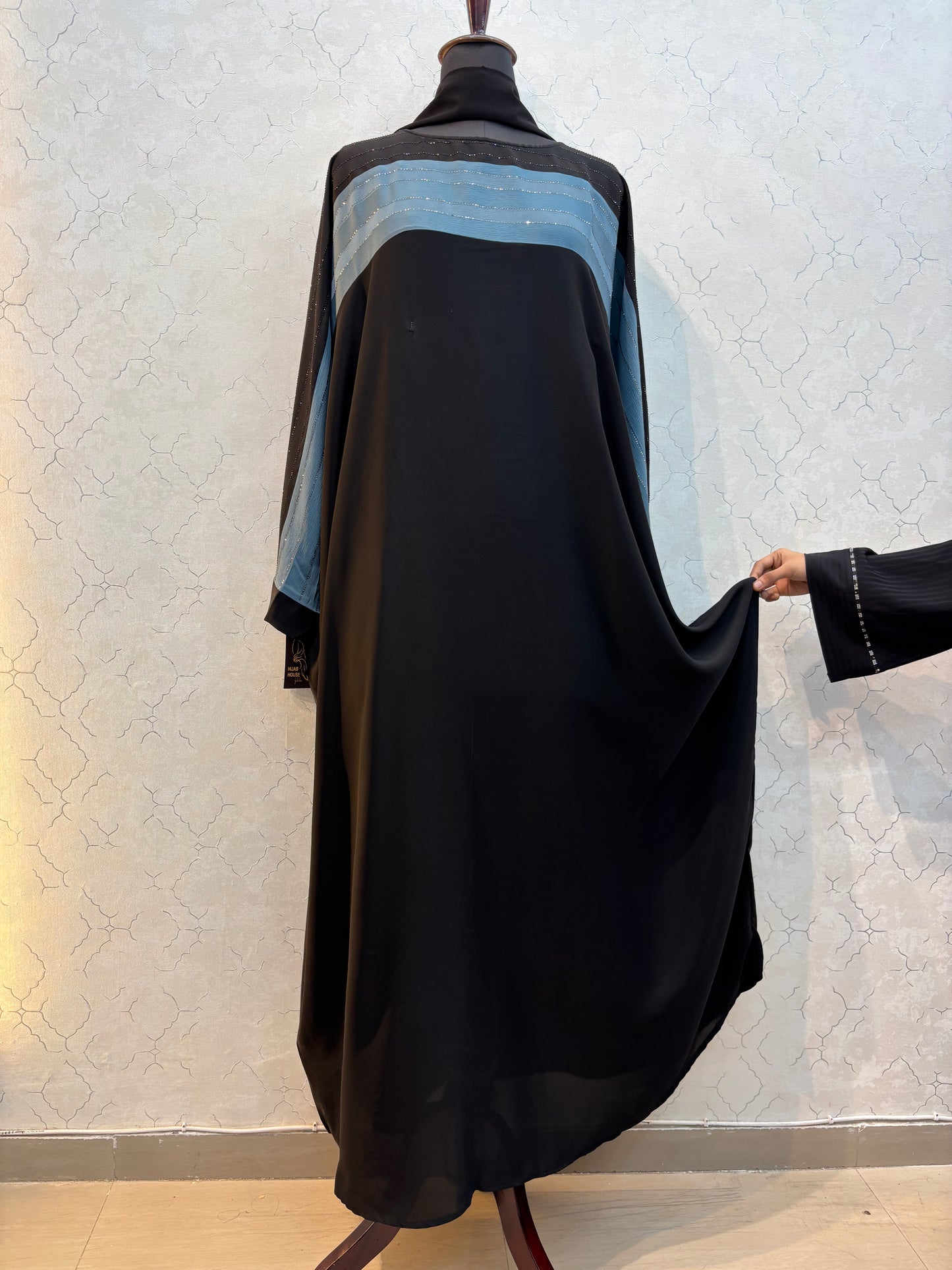 Swarovski Abaya Double Shaded Premium Nida Fabric ( free size )