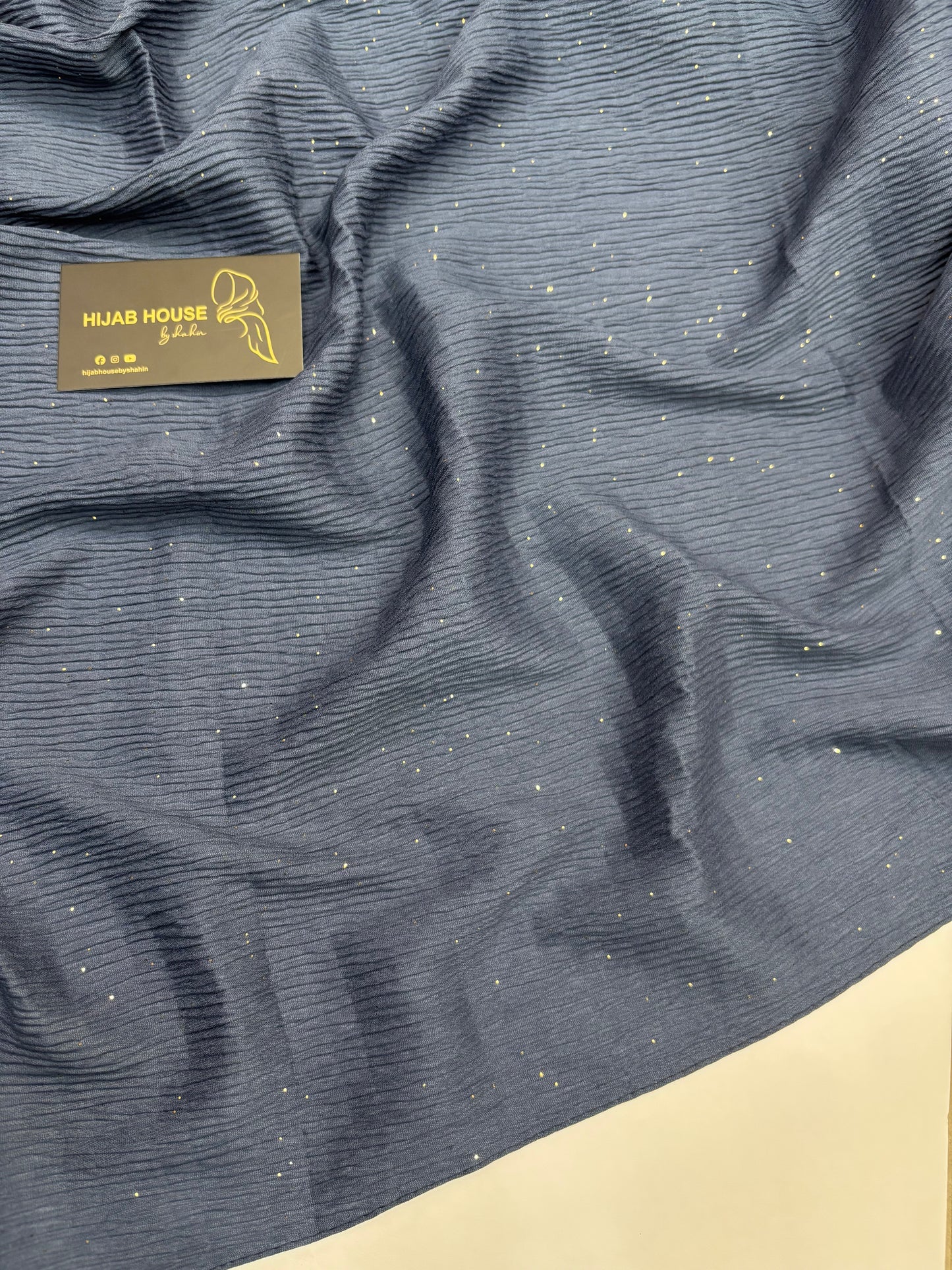 Cotton Textured Fabric with Gold Shimmer Hijab Dark Blue