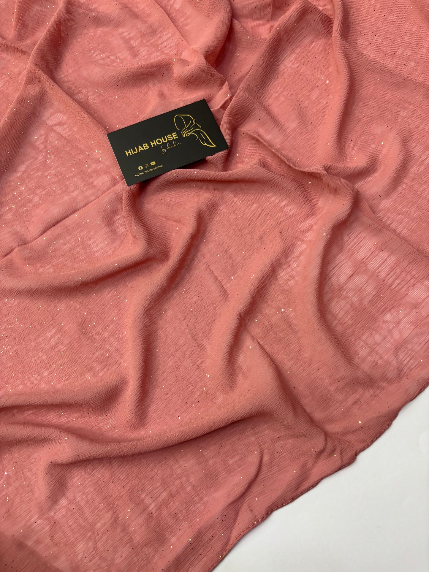 Soft Shimmer Crinkle Chiffon Fabric Hijab Brick Rust