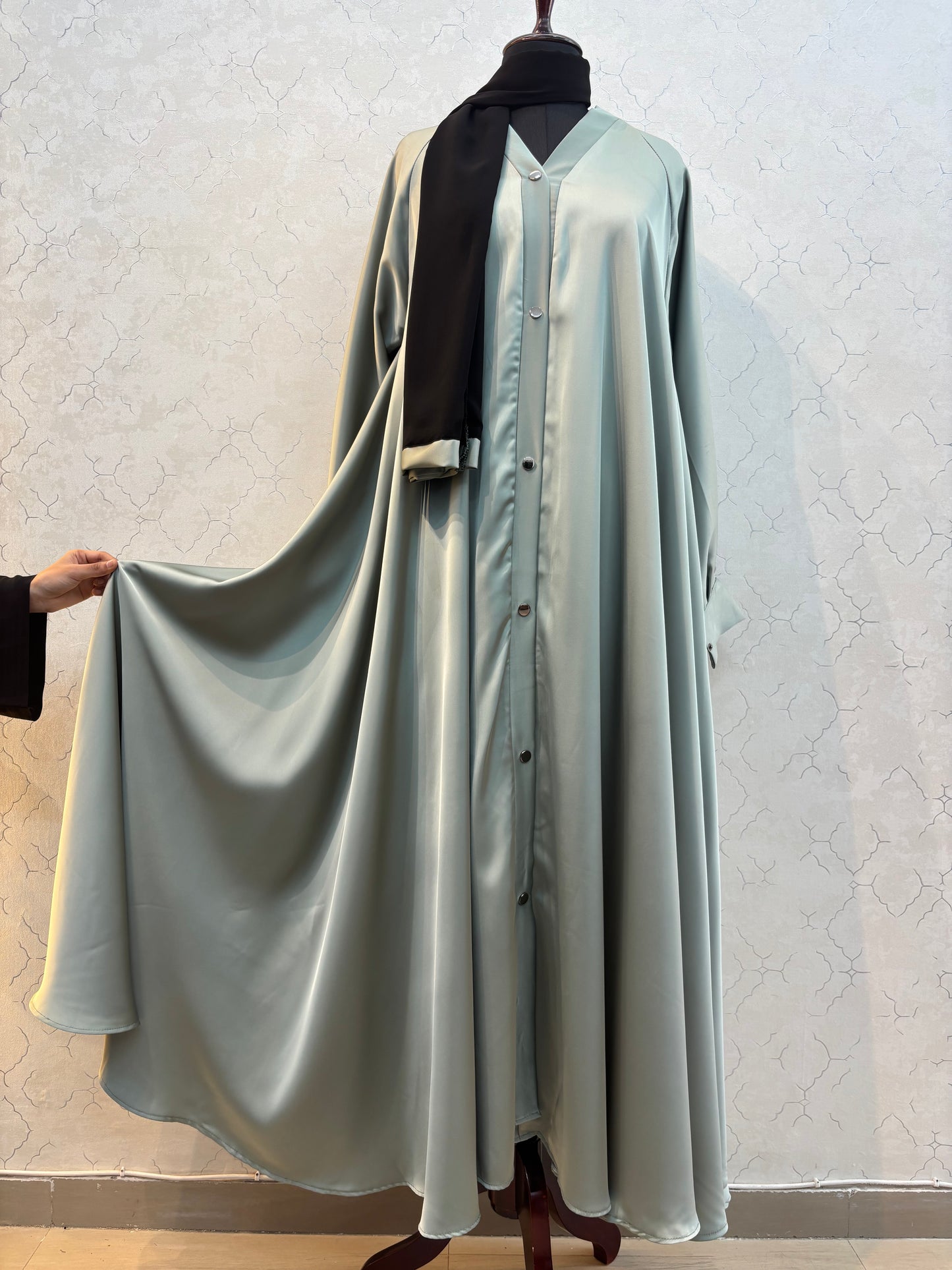 Flaired Umbrella Style Burkha Imported Satin Silk Fabric