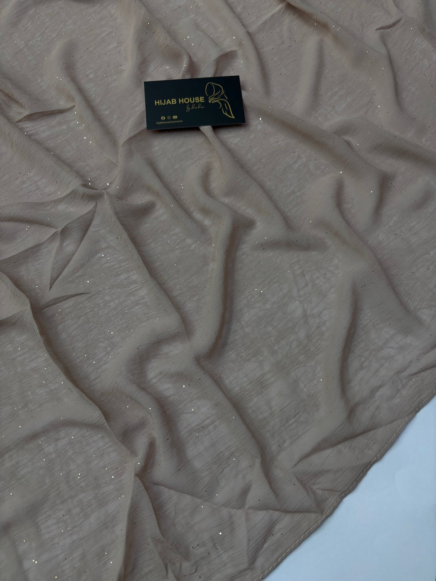 Soft Shimmer Crinkle Chiffon Fabric Hijab Beige Brown