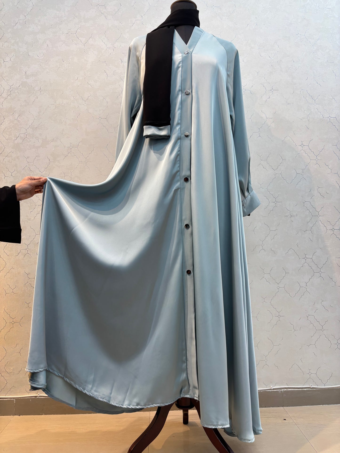 Flaired Umbrella Style Burkha Imported Satin Silk Fabric