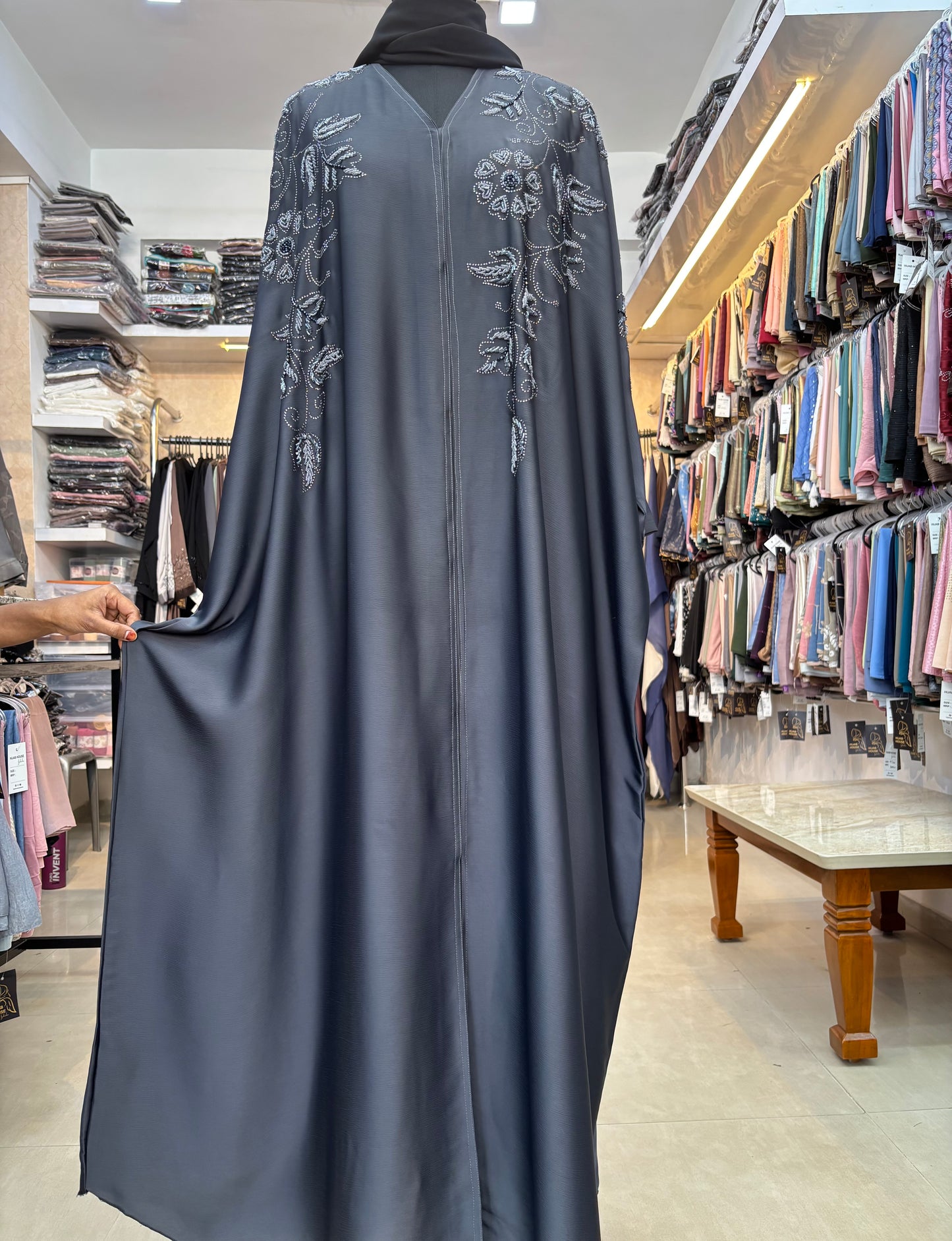 Handwork Abaya Korean Nida Fabric( free size )