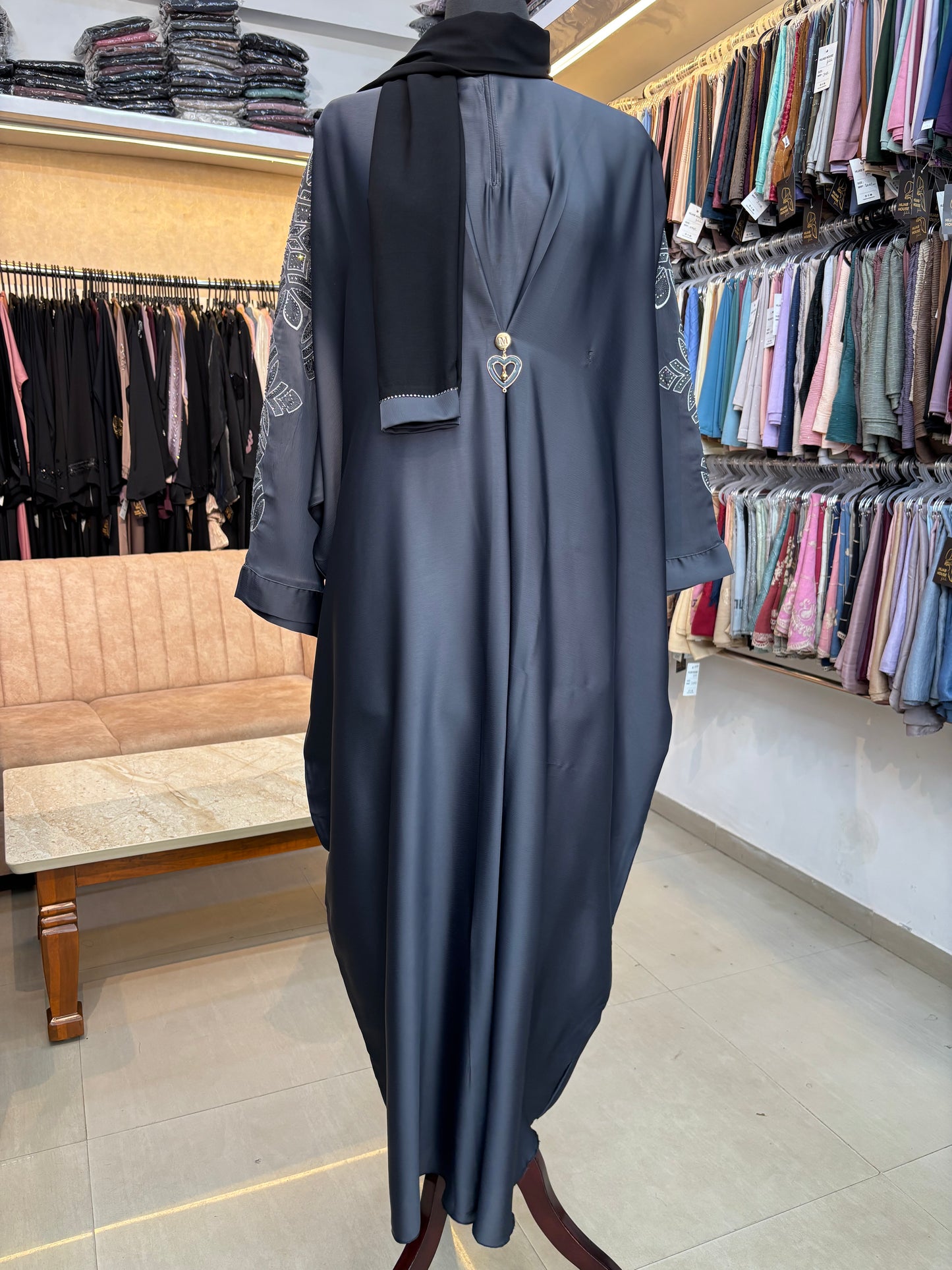 Swarovski Threadwork Abaya Imported Tick Tok Fabric ( free size )