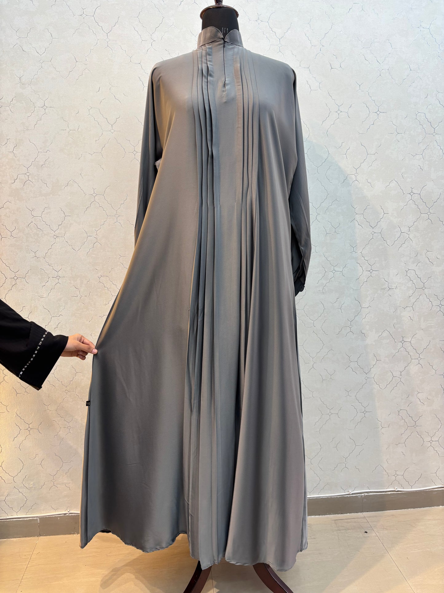 Elegant Front Pleat Burkha Tick Tok Fabric
