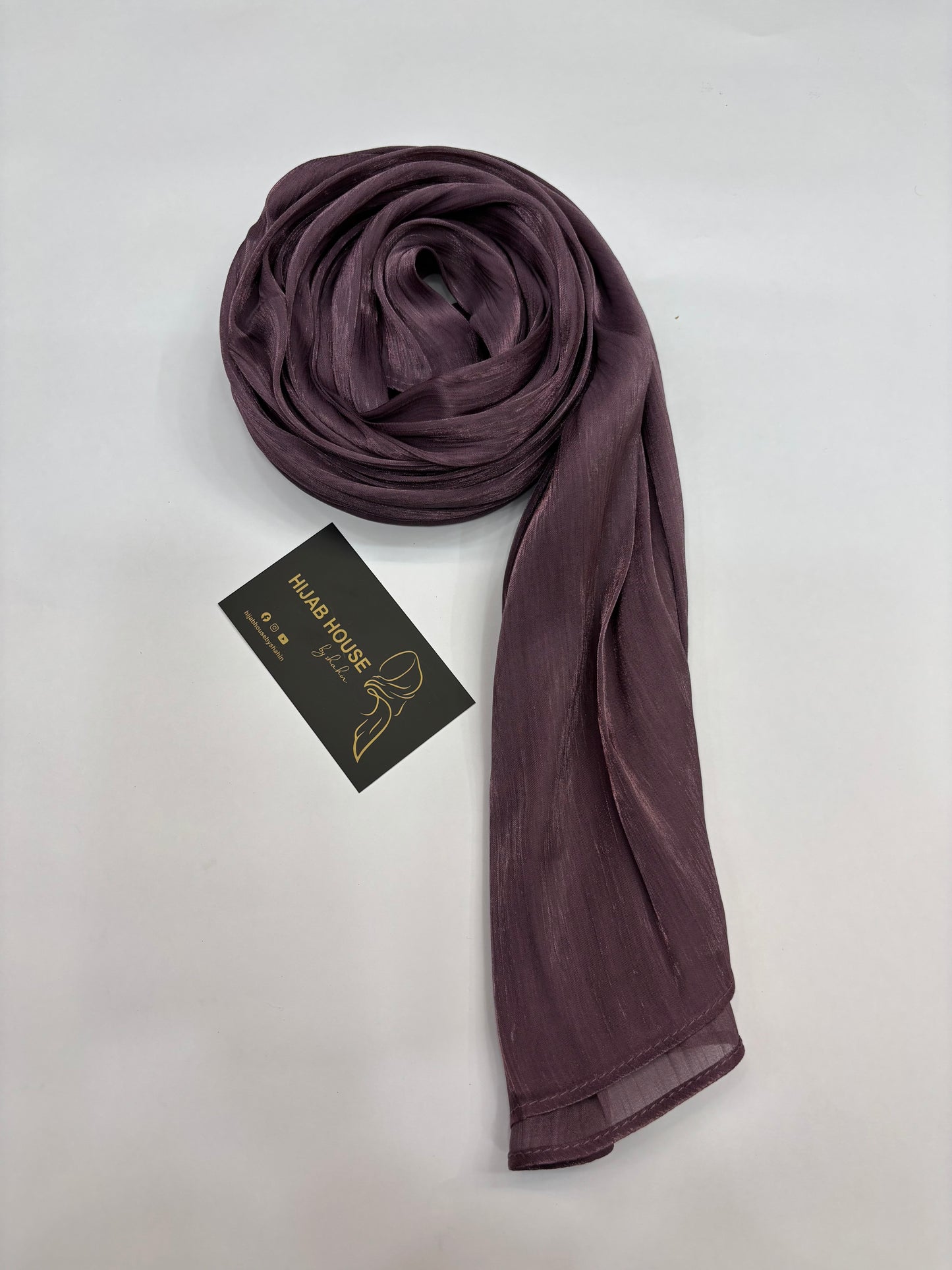 Crushed Shimmer Chiffon Organza Hijab Dusty Plum