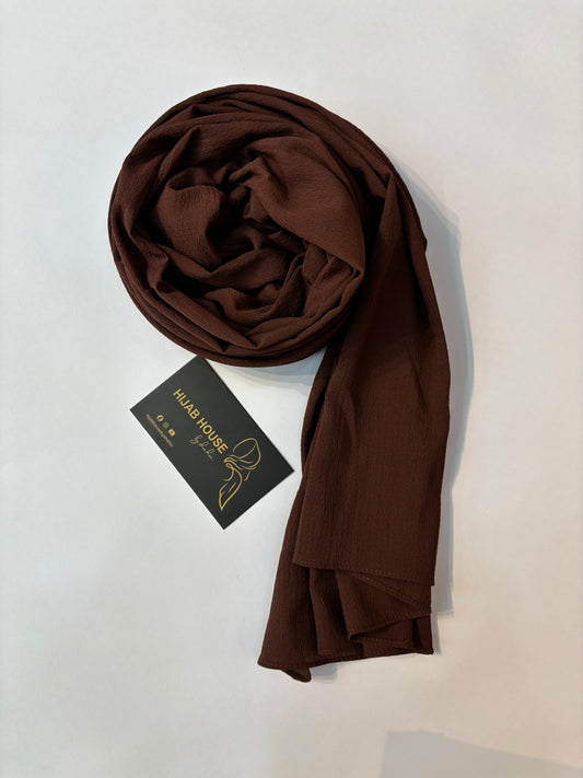 Textured Georgette Chiffon Hijab Chocolate Brown