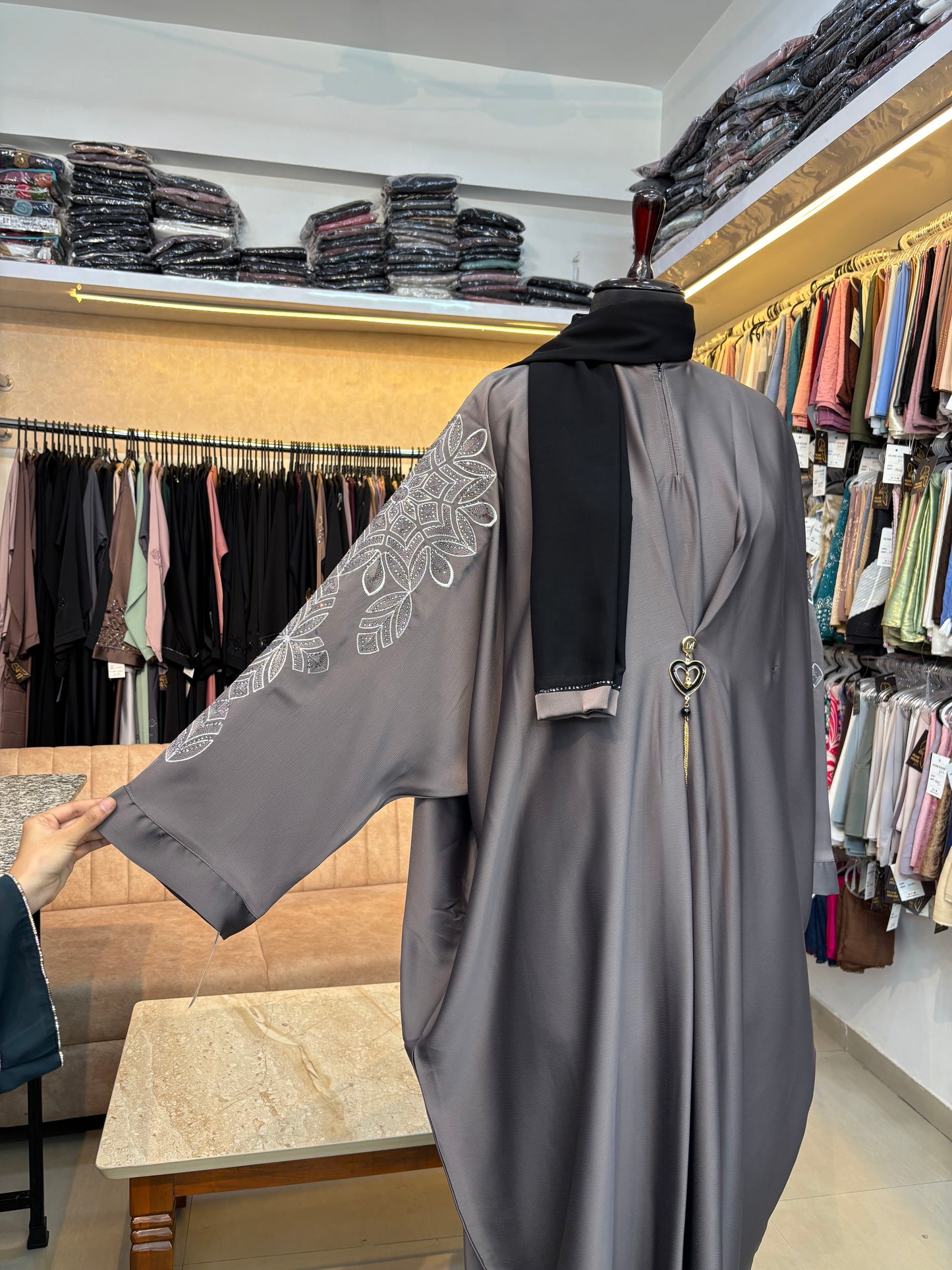Swarovski Threadwork Abaya Imported Tick Tok Fabric ( free size )