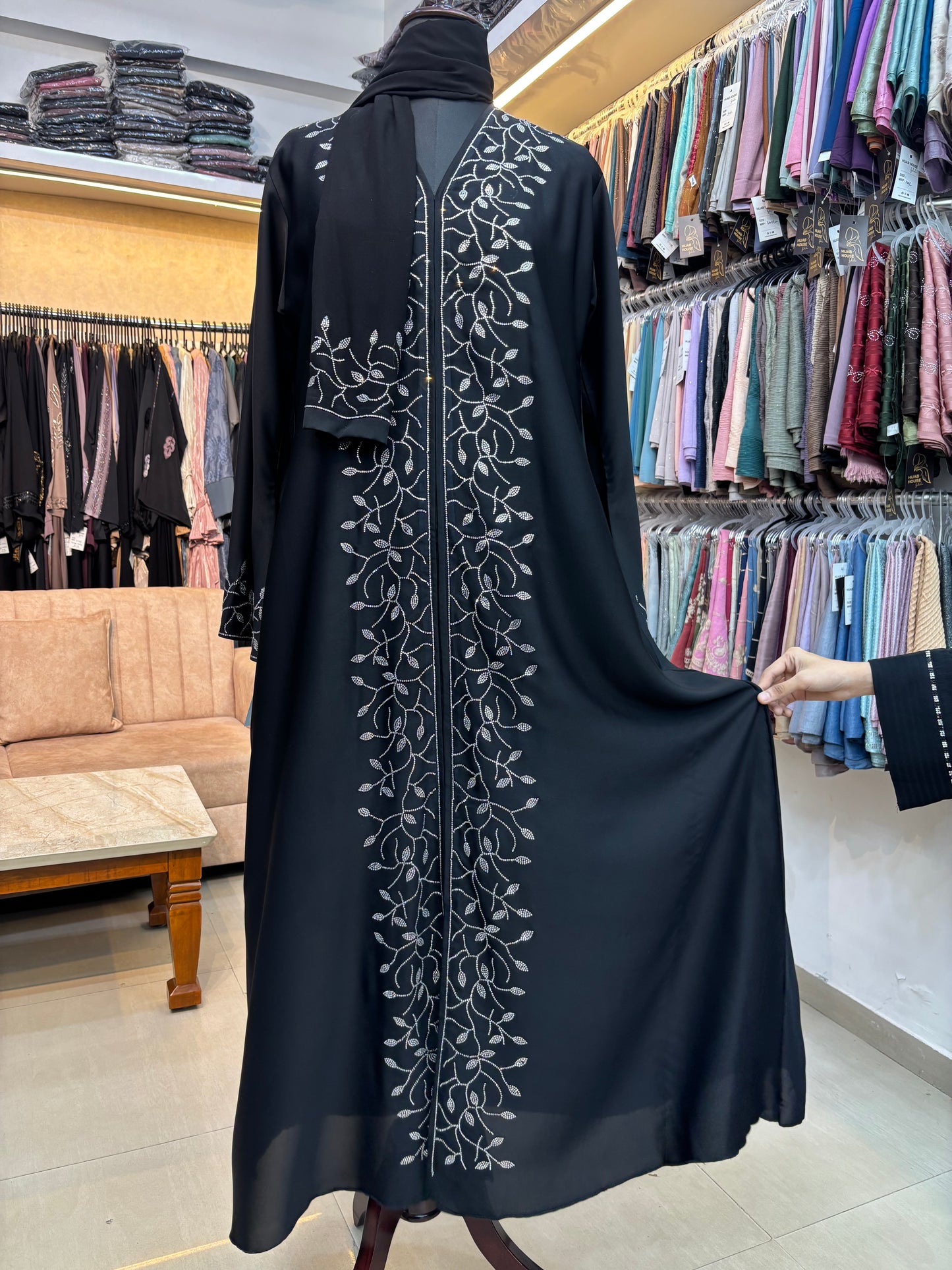 Premium Swarovski Burkha Imported Nida Fabric
