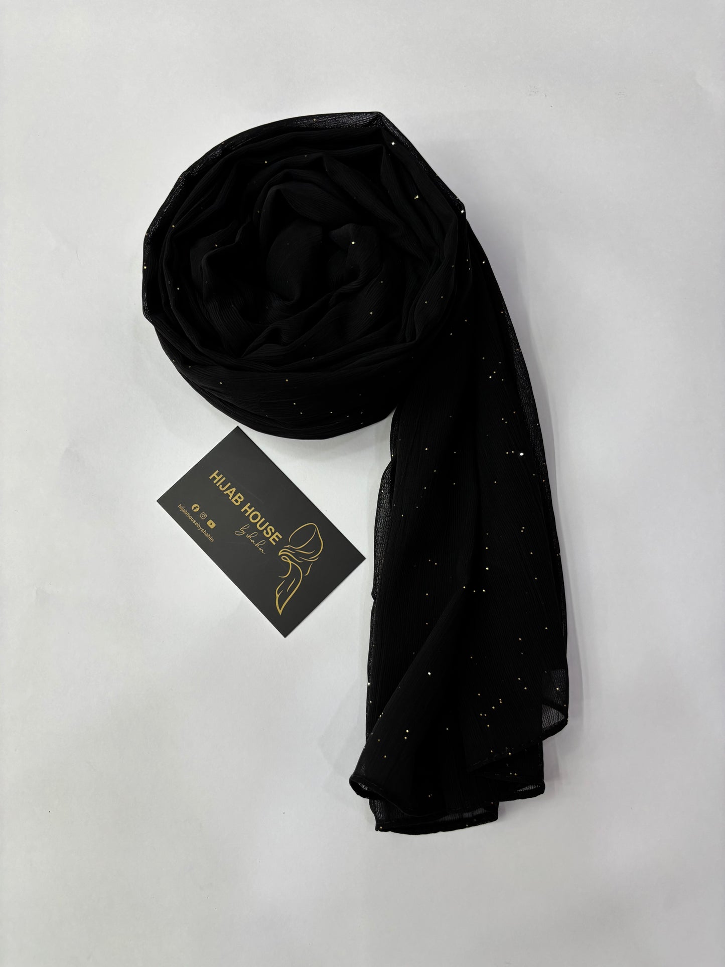 Soft Shimmer Crinkle Chiffon Fabric Hijab Black