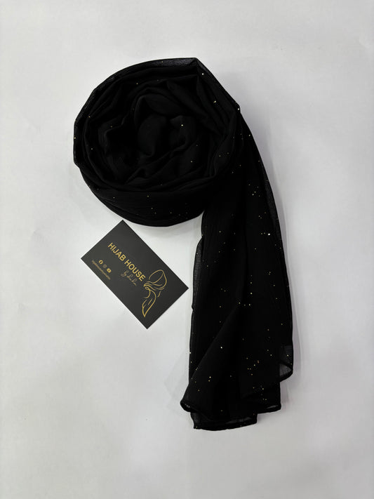 Soft Shimmer Crinkle Chiffon Fabric Hijab Black