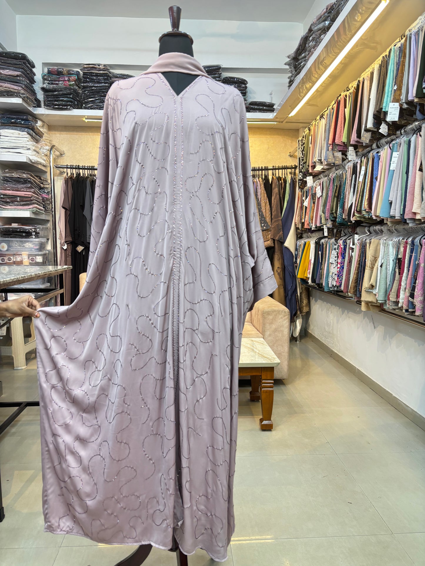 Swarovski Abaya Imported Tick Tok Fabric ( free size )