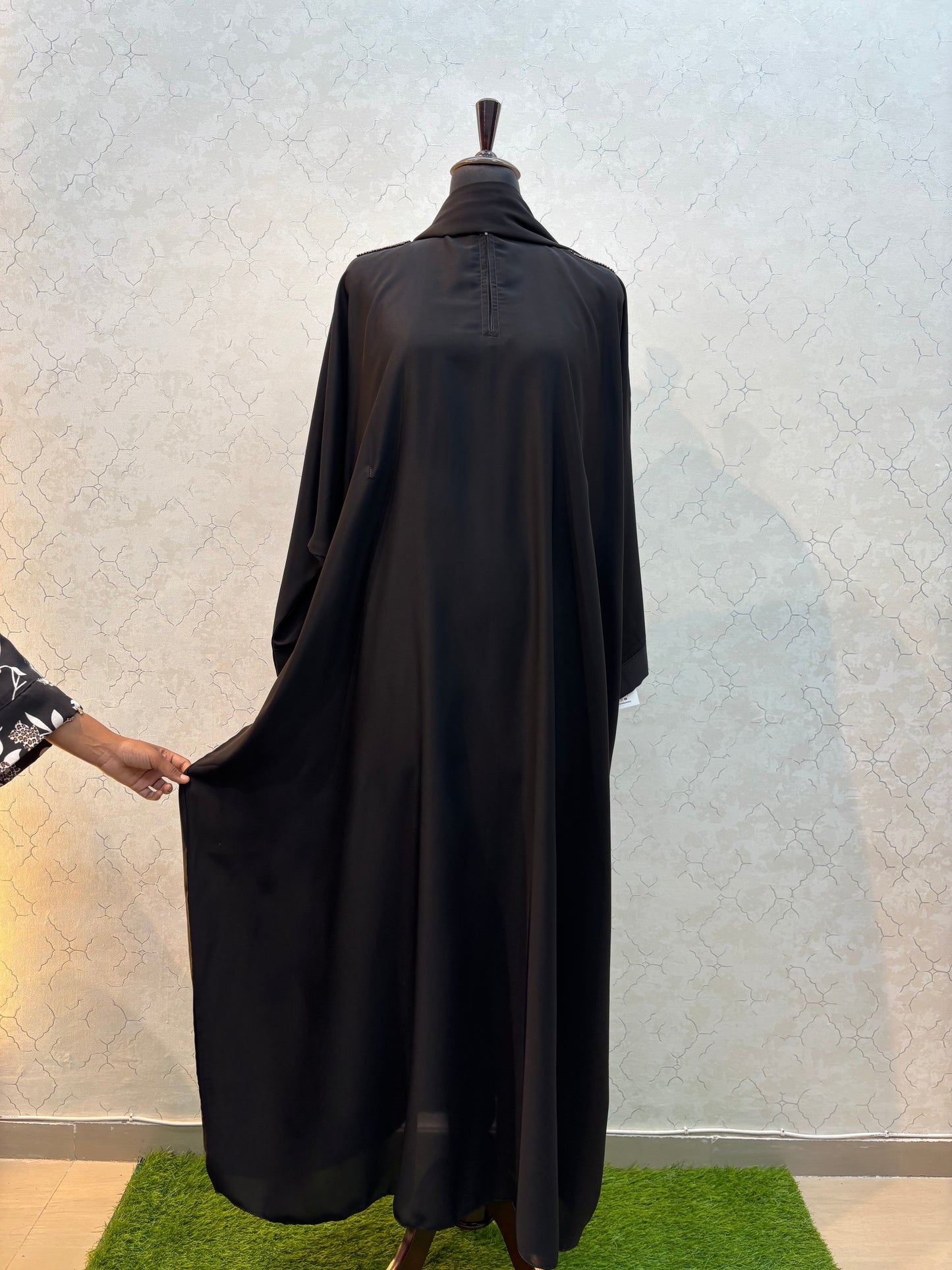 Handwork Abaya Korean Nida Fabric ( free size )