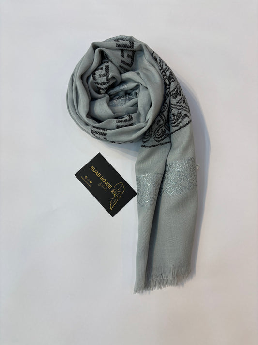 Soft Cotton Fabric Hijab Light Blue Grey