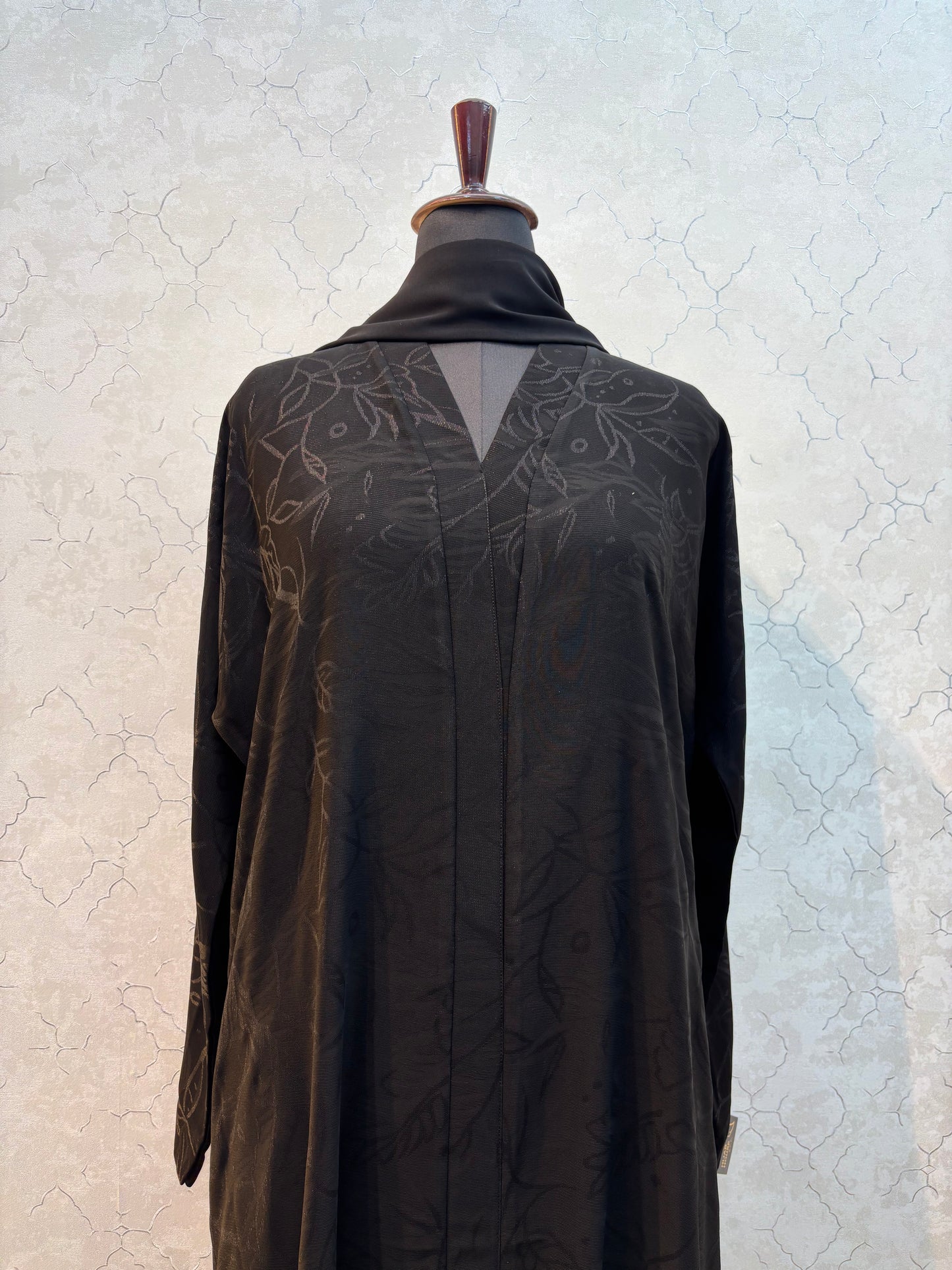Floral Textured Korean Nida Fabric Burkha