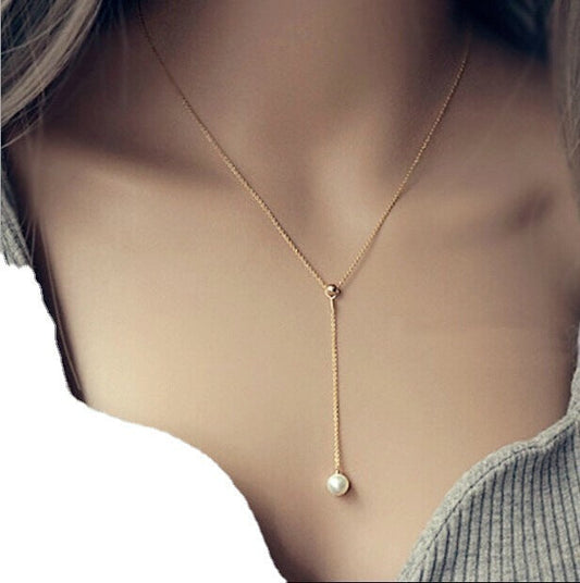 Golden Pearl Whisper Necklace
