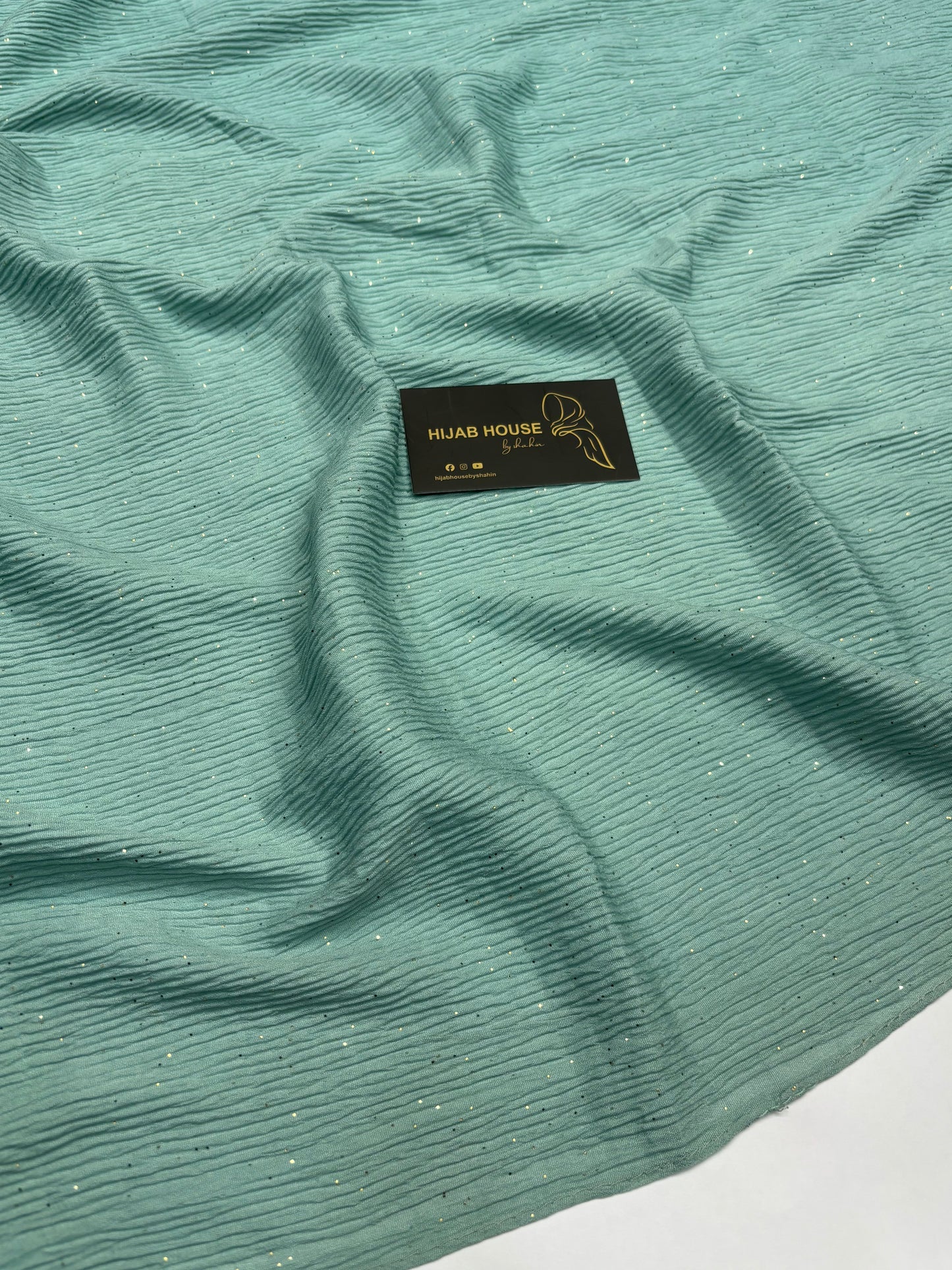 Cotton Textured Fabric with Gold Shimmer Hijab Pastel Mint