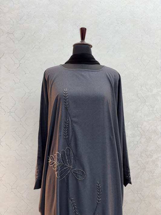Handwork Abaya Premium Crush Marble Fabric
