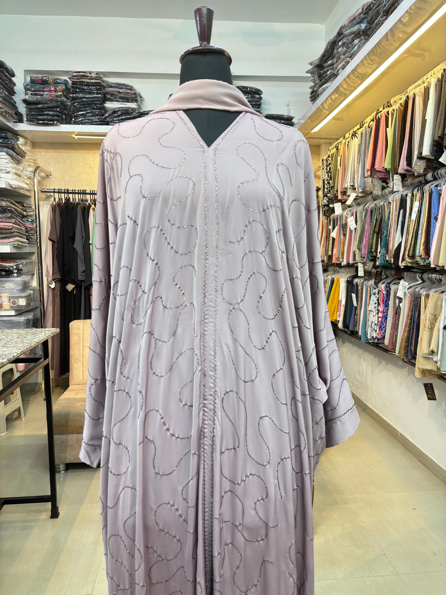 Swarovski Abaya Imported Tick Tok Fabric ( free size )