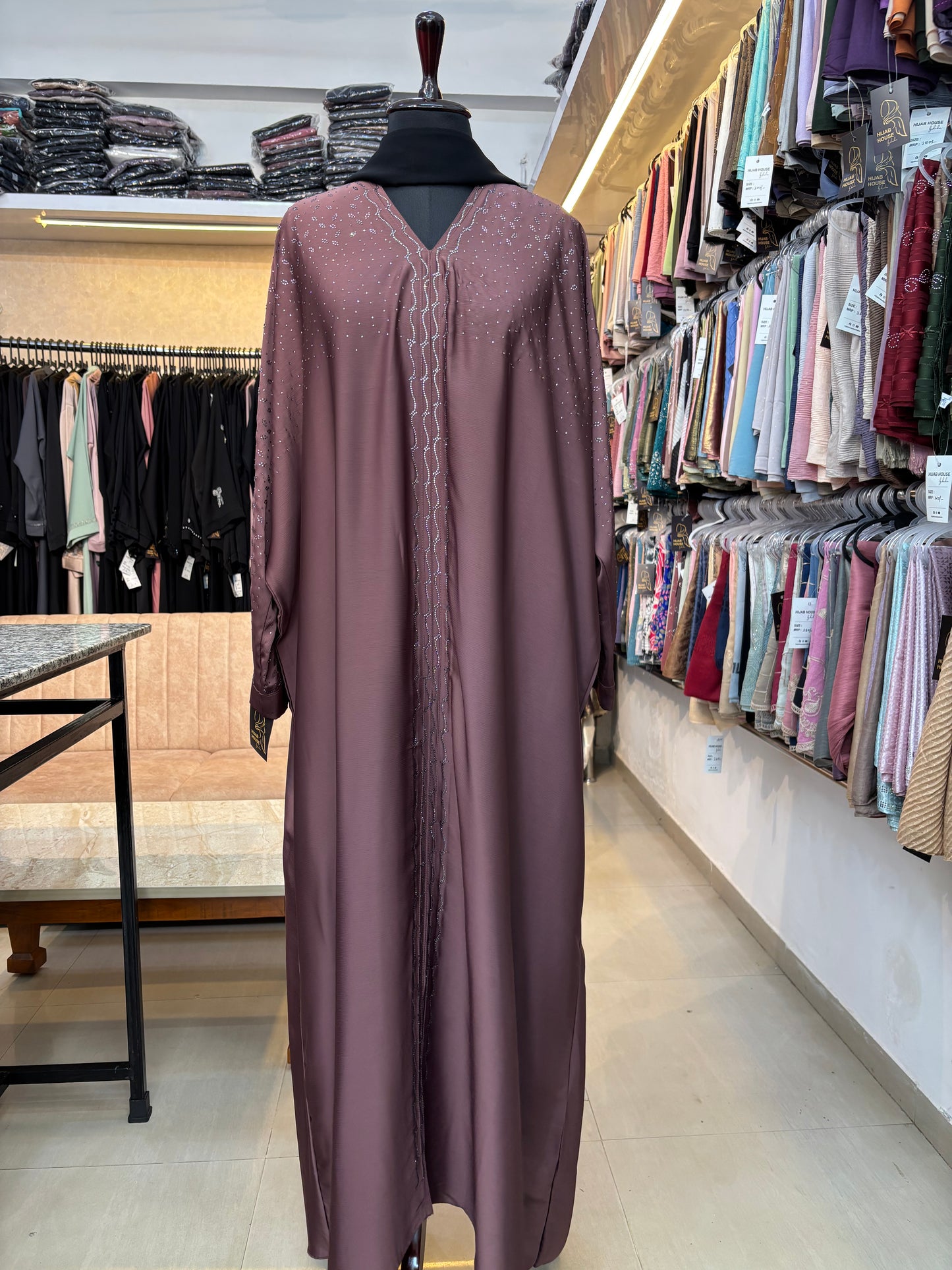 Swarovski Abaya Premium Imported Tick Tok Fabric ( free size )