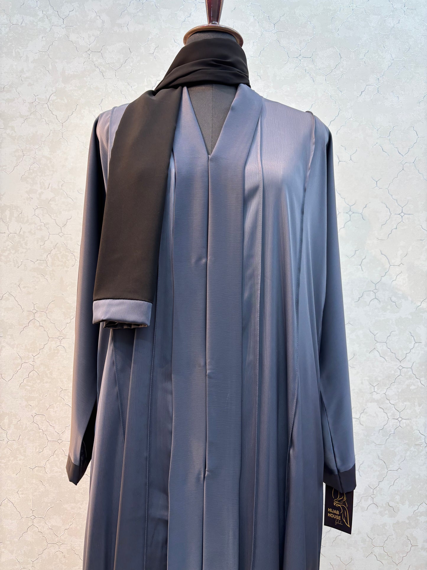 Kimono Style Box Pleated Burkha with Imported Tick Tok Fabric