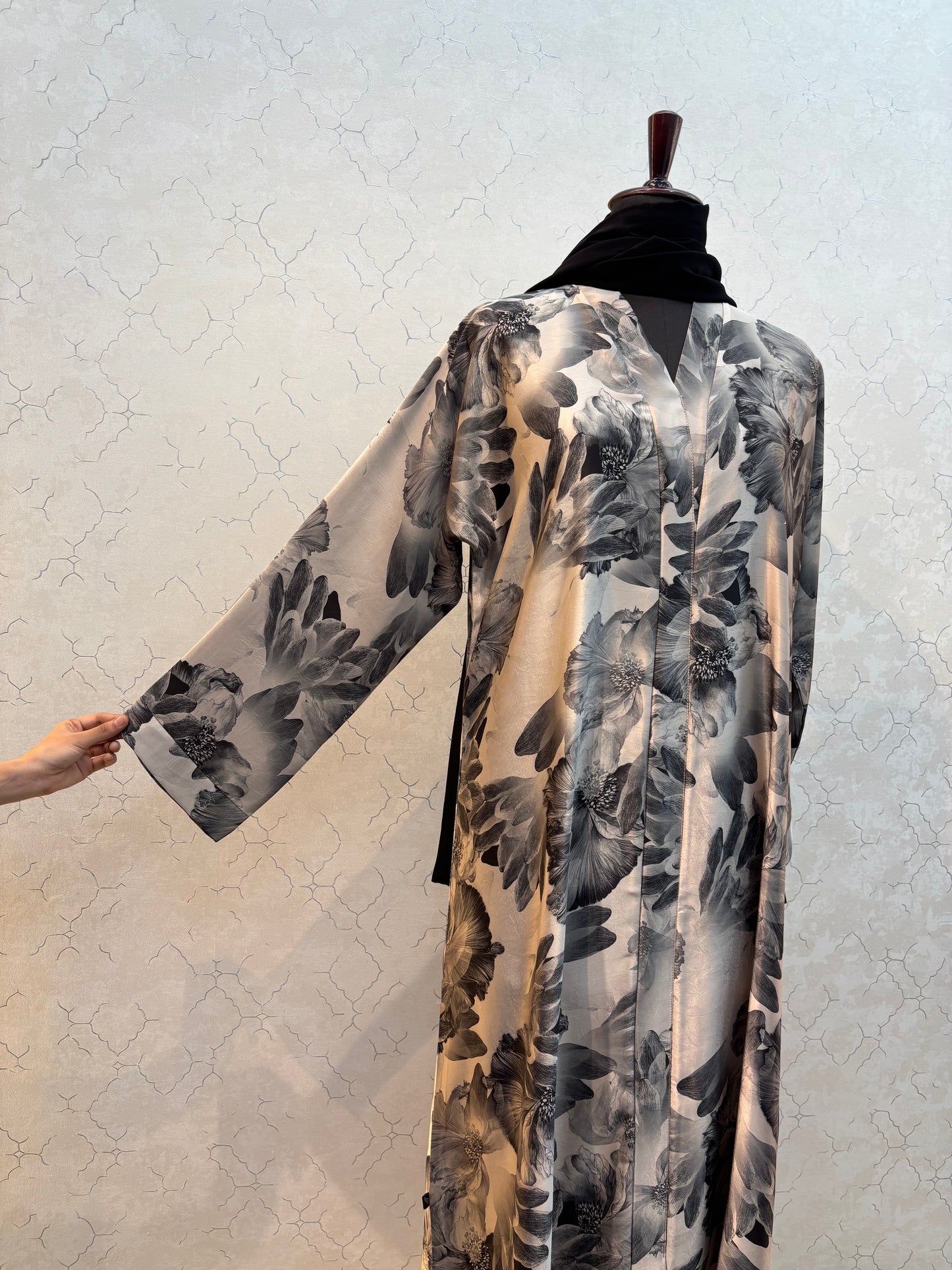 Floral Printed Burkha with Premium Silk Satin Fabric