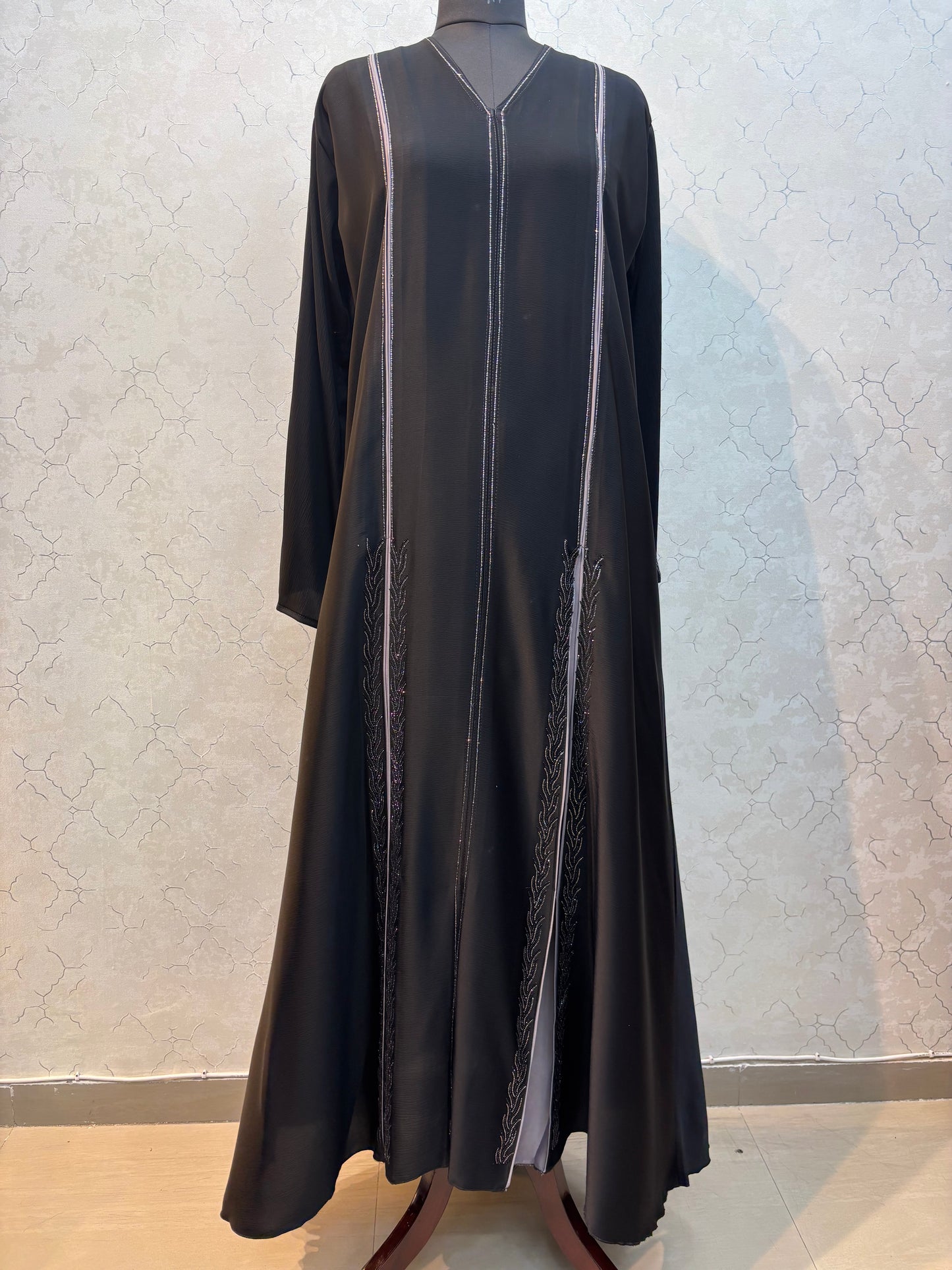 Front Panel With Swarovski Burkha Imported Tick Tok Fabric