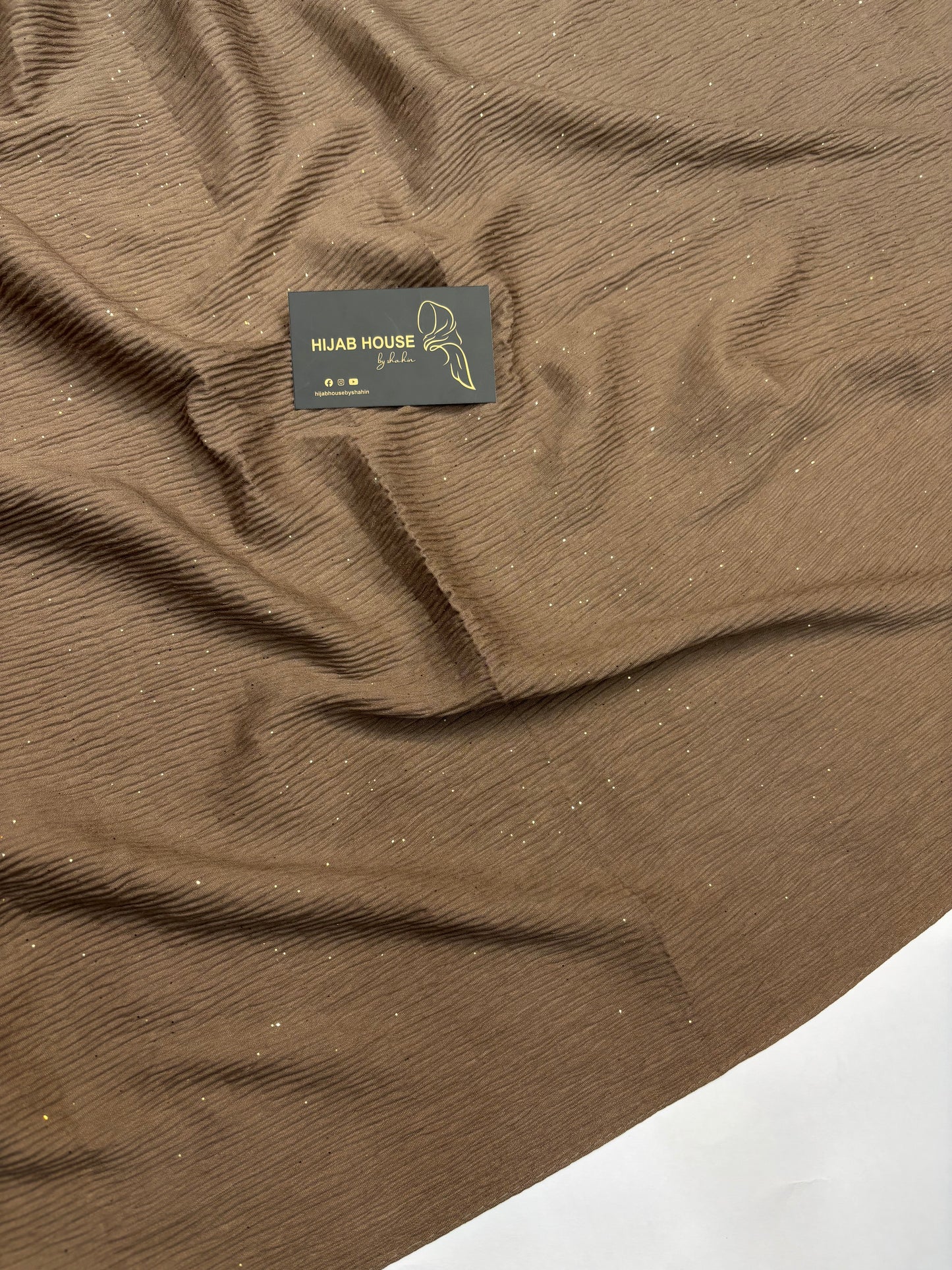 Cotton Textured Fabric with Gold Shimmer Hijab Mocha Brown