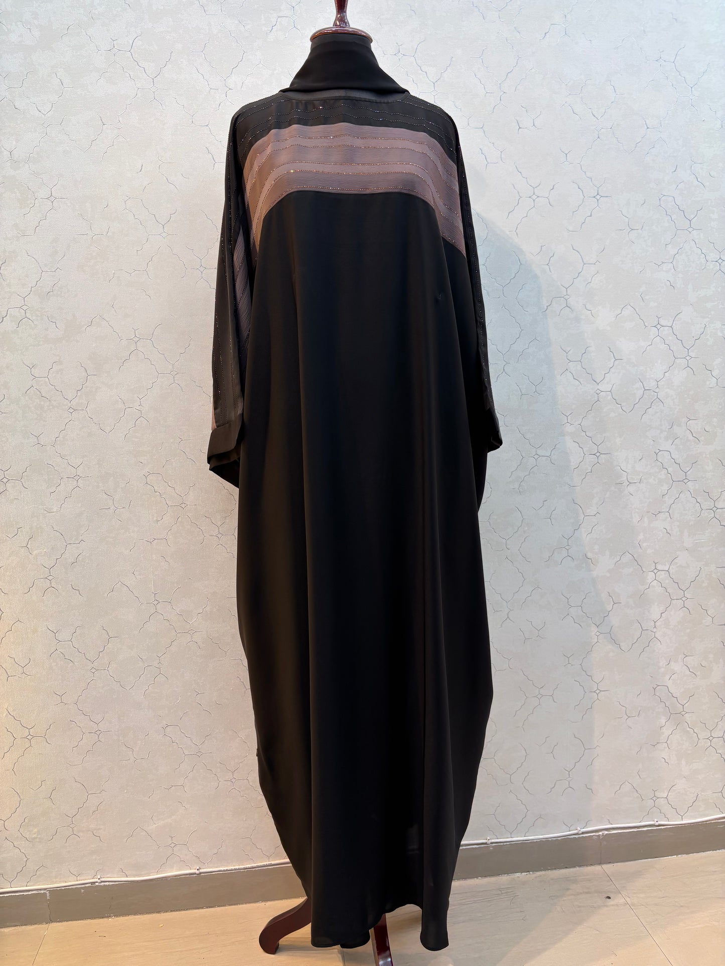 Swarovski Abaya Double Shaded Premium Nida Fabric ( free size )