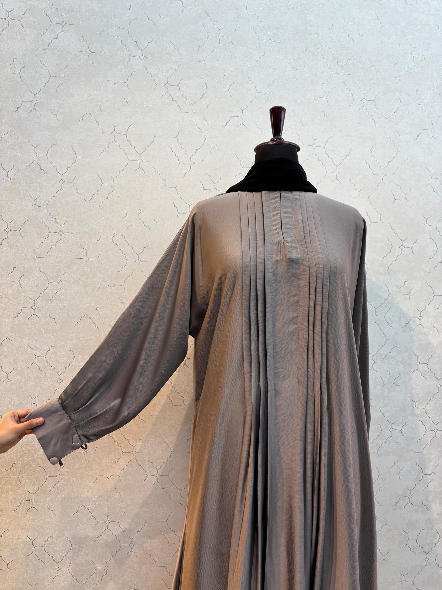 Elegant Front Pleat Burkha Tick Tok Fabric