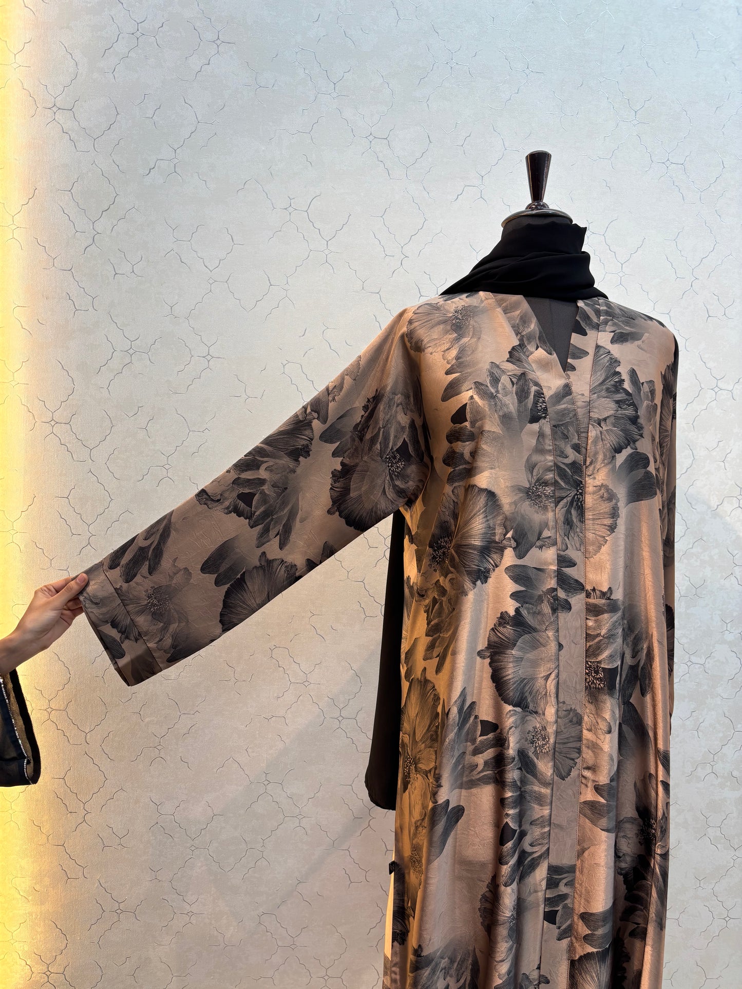 Floral Printed Burkha with Premium Silk Satin Fabric