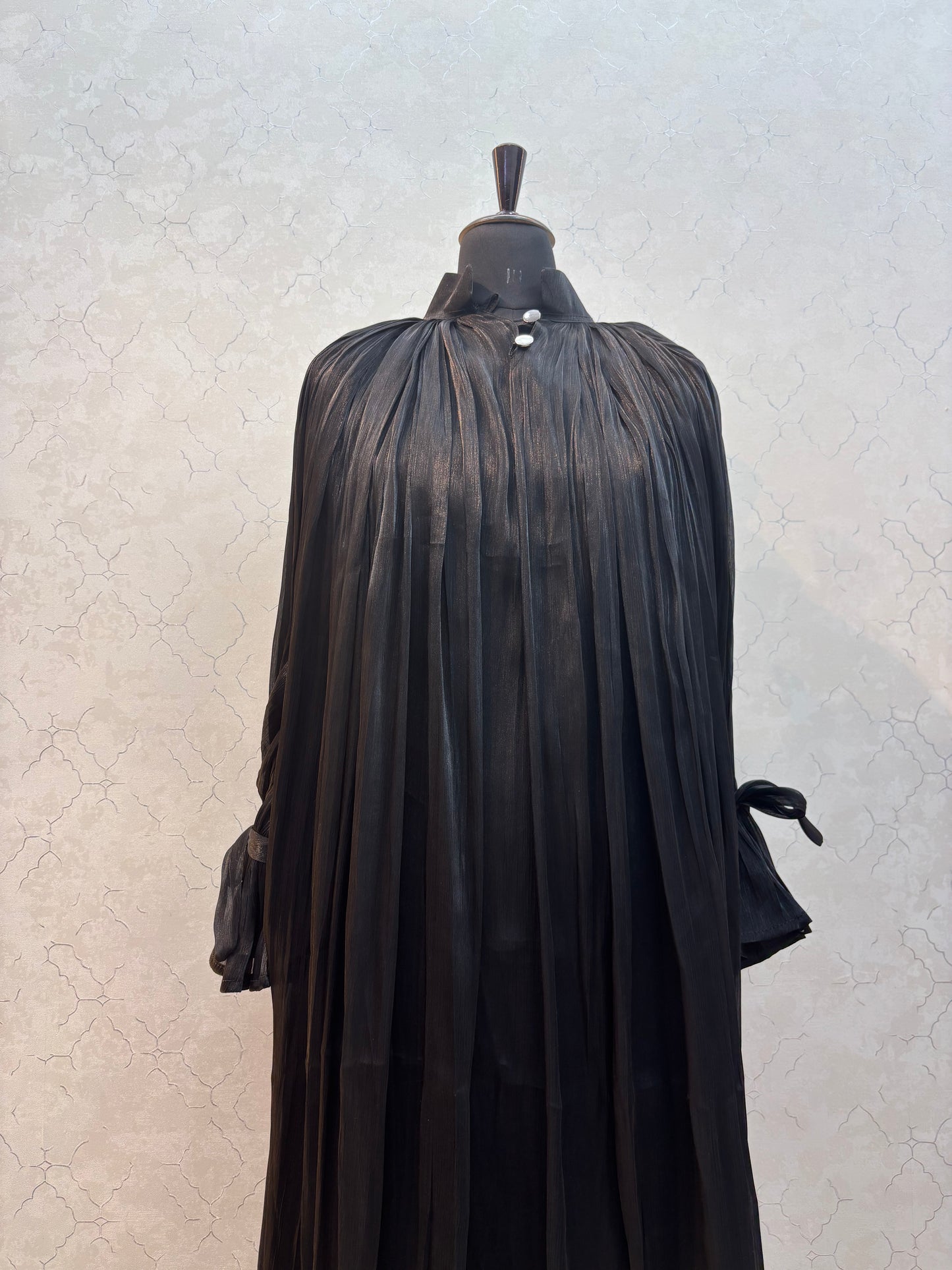 Elegant Pleated Burkha in Shiny Organza Fabric