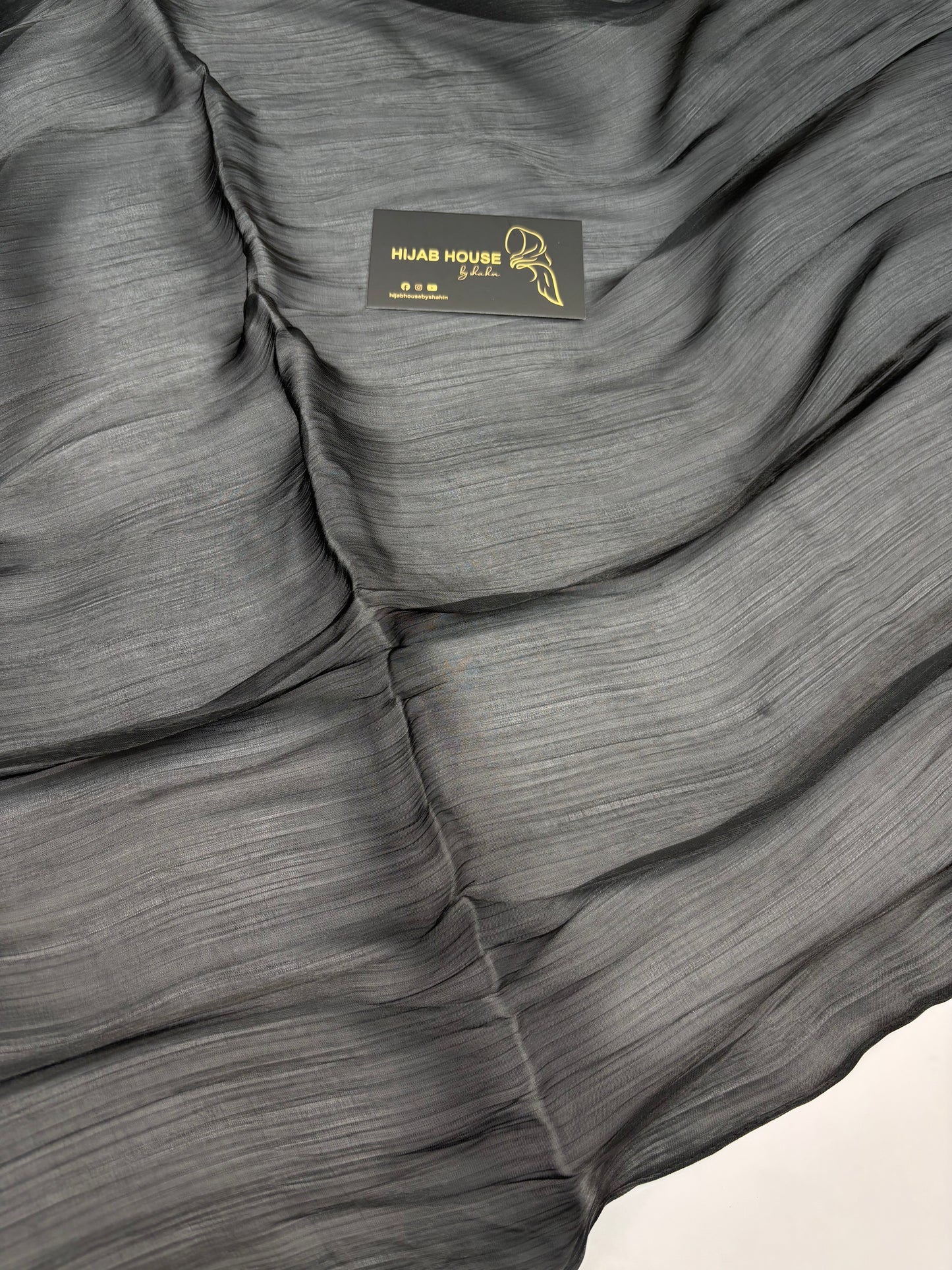 Crushed Shimmer Chiffon Organza Hijab Black Colour
