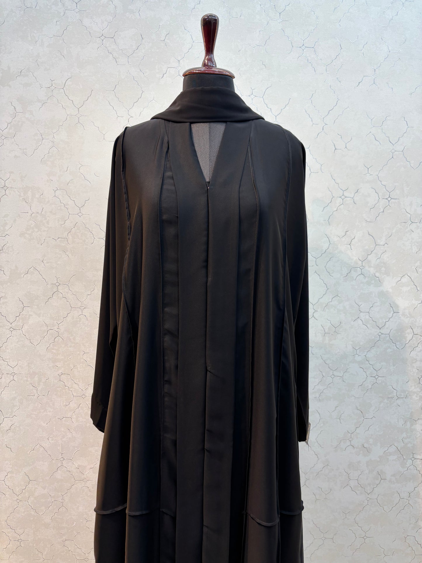 Kimono Style Box Pleated Burkha with Imported Tick Tok Fabric