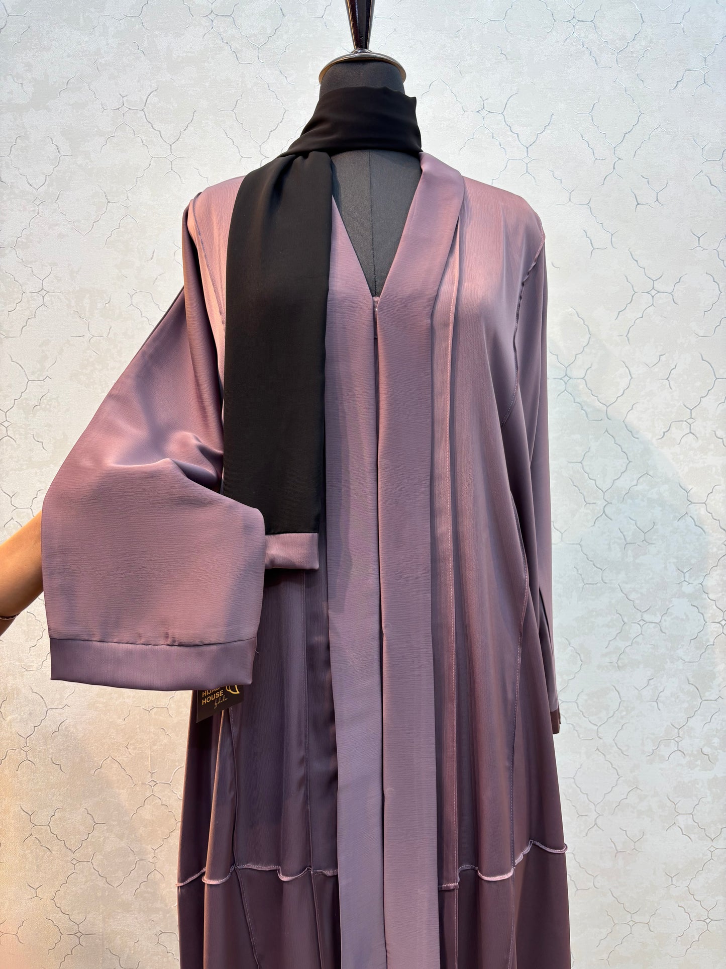 Kimono Style Box Pleated Burkha with Imported Tick Tok Fabric