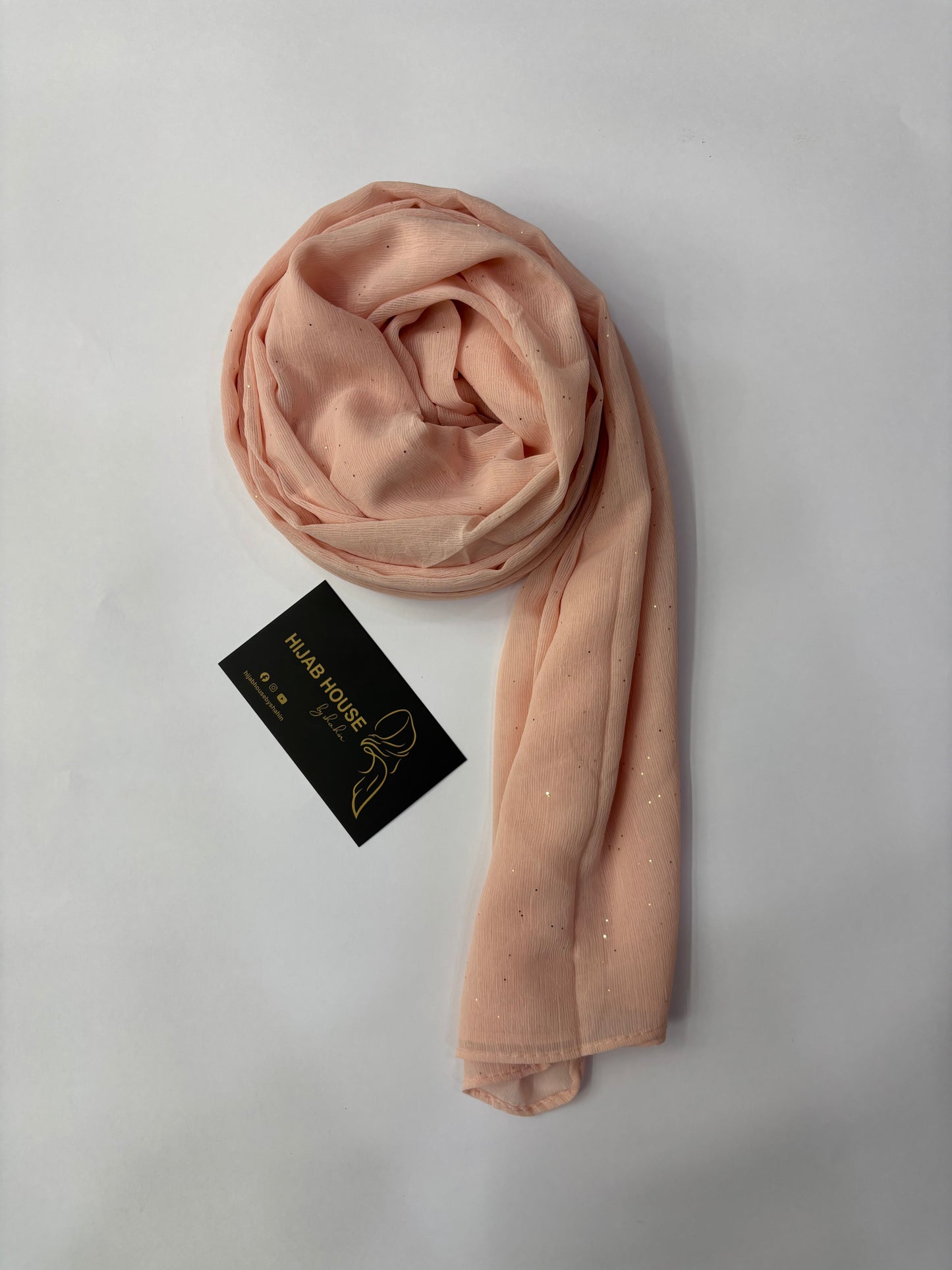 Soft Shimmer Crinkle Chiffon Fabric Hijab Peach Blush