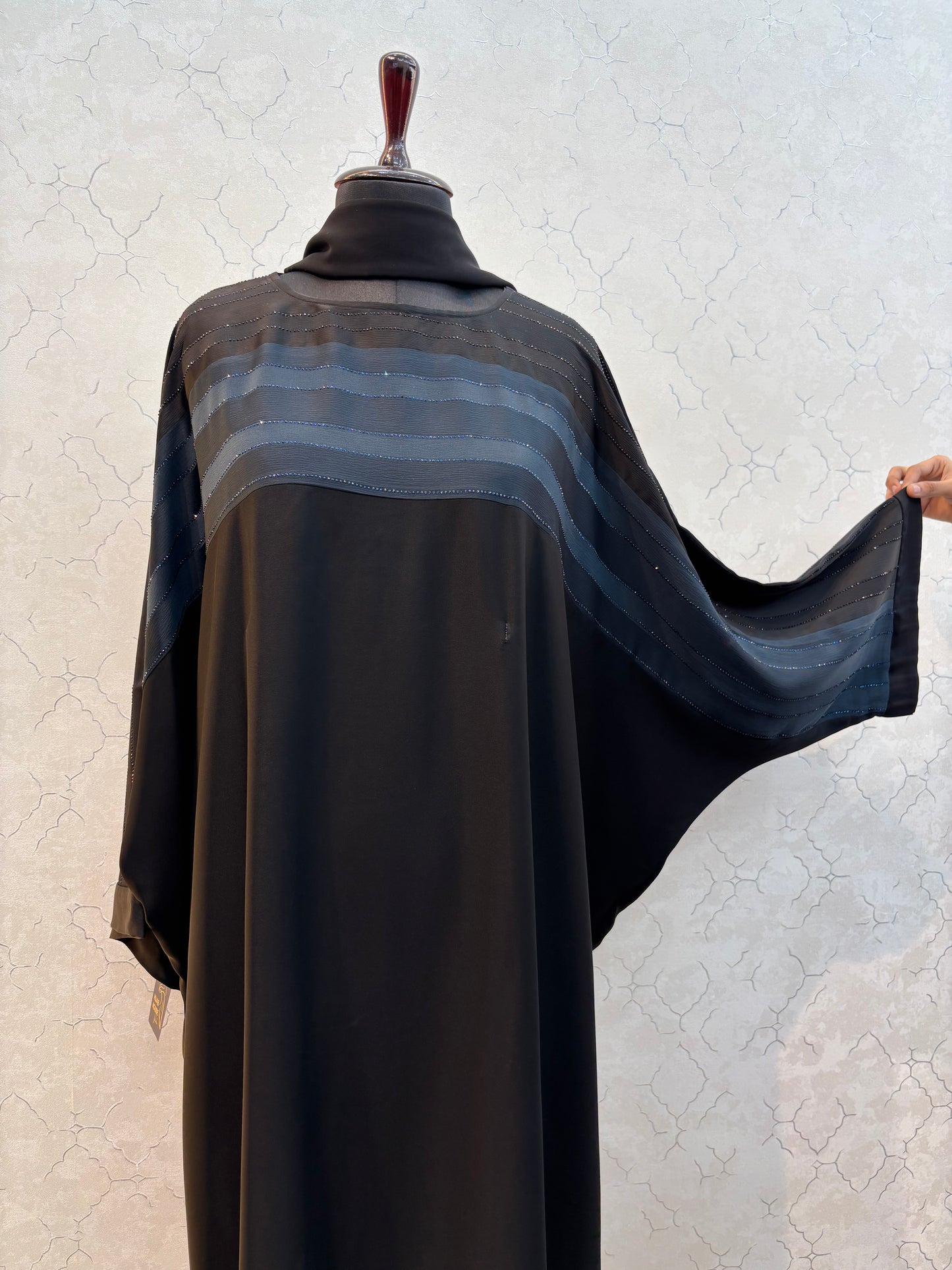 Swarovski Abaya Double Shaded Premium Nida Fabric ( free size )