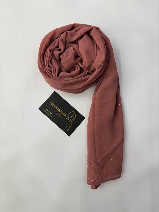 Soft Shimmer Crinkle Chiffon Fabric Hijab Brick Rust