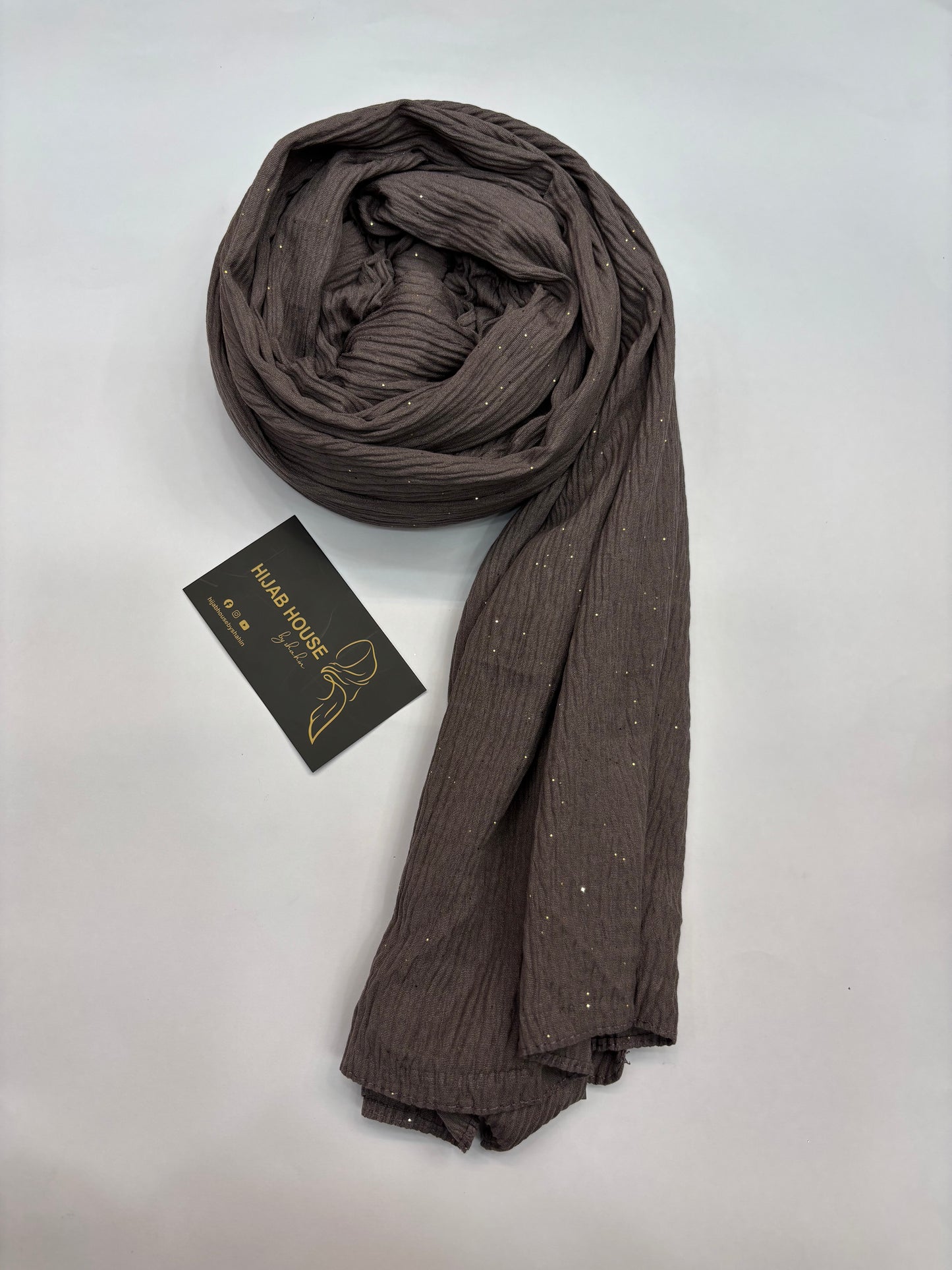 Cotton Textured Fabric with Gold Shimmer Hijab Cocoa Brown